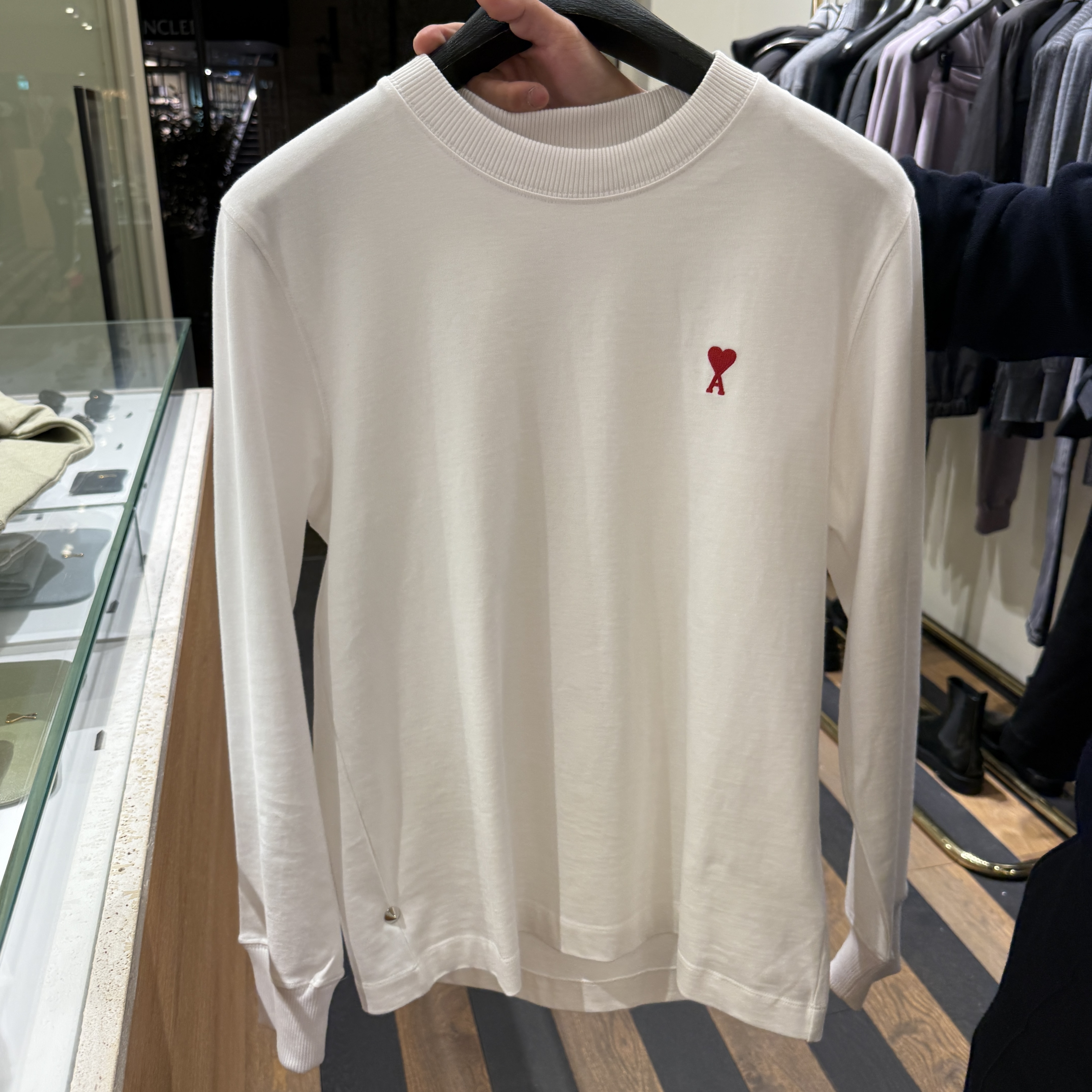 Ami Paris DE COEUR longsleeve Tee grey white