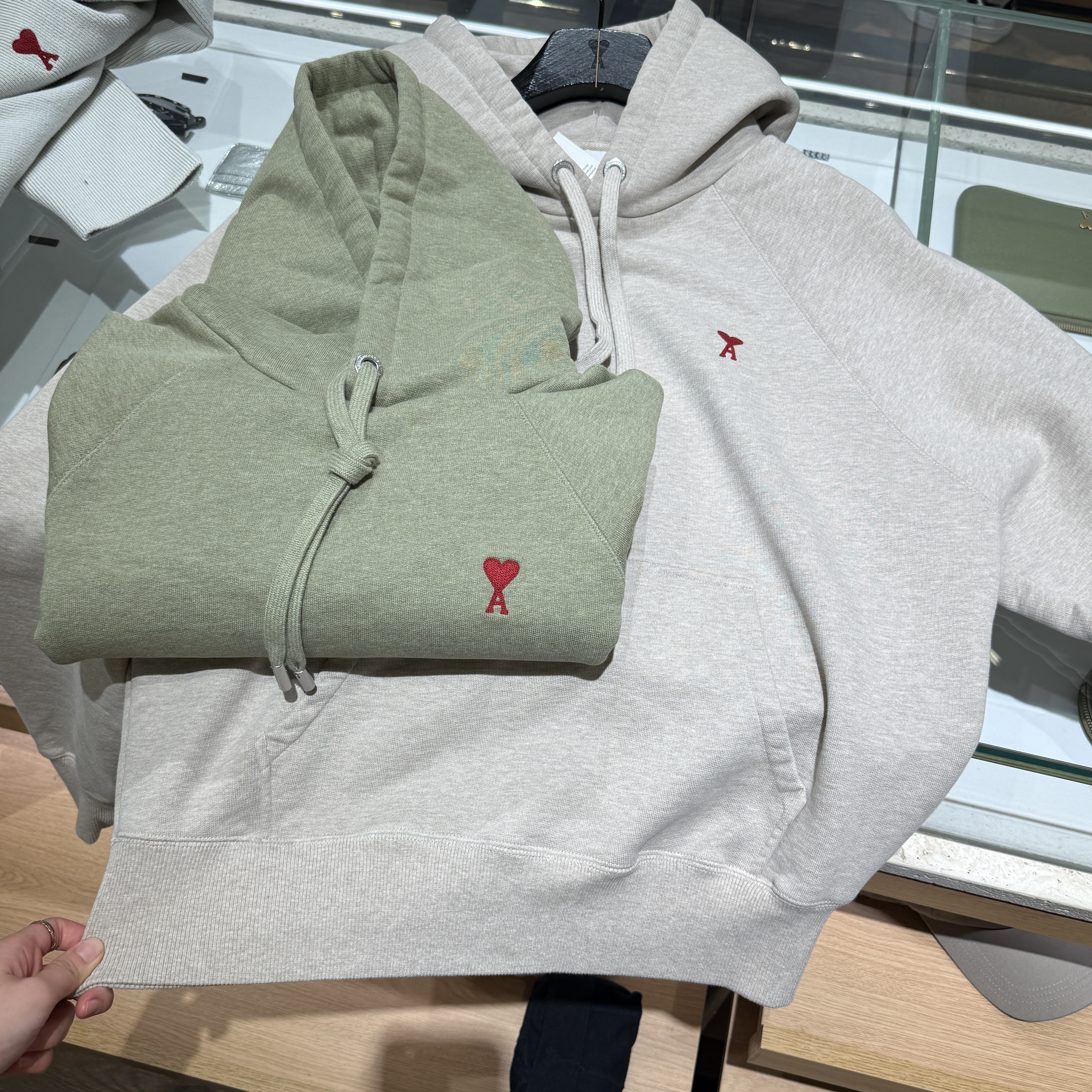 Ami Paris HOODIE AMI DE hoodie beige green