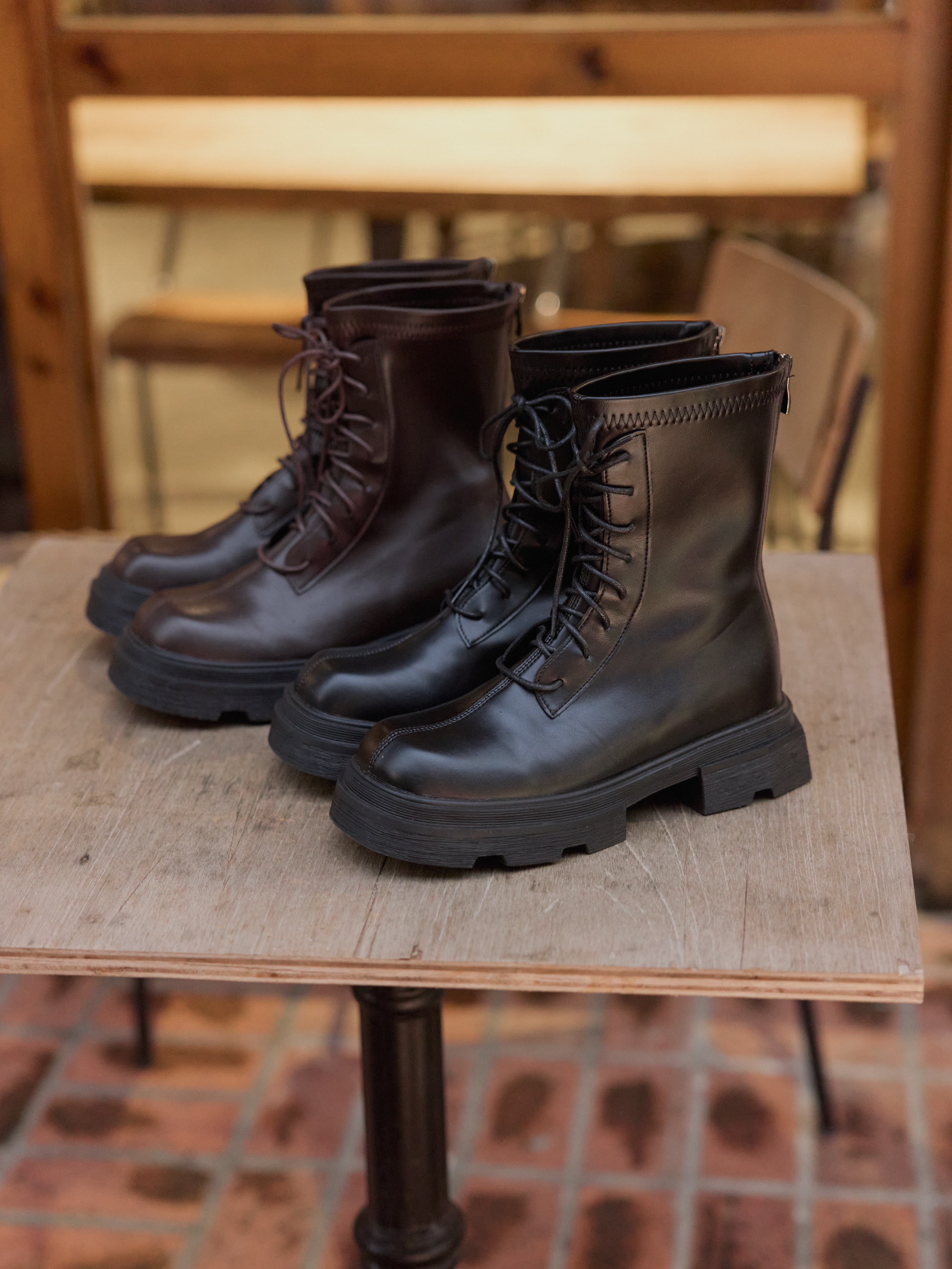 友善肉肉腿 增高厚底綁帶中筒靴