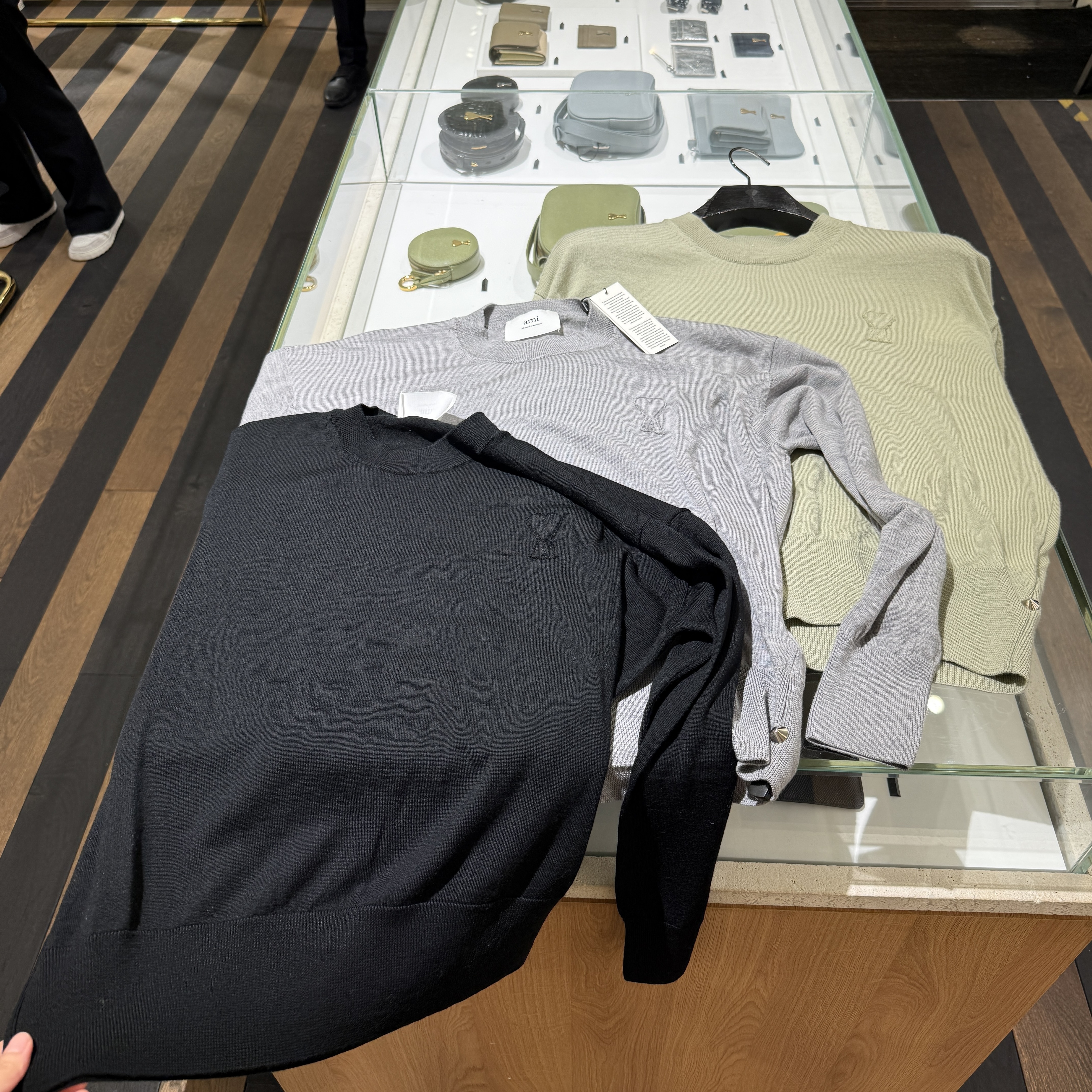 Ami Paris ADC CREWNECK SWEATER green grey black