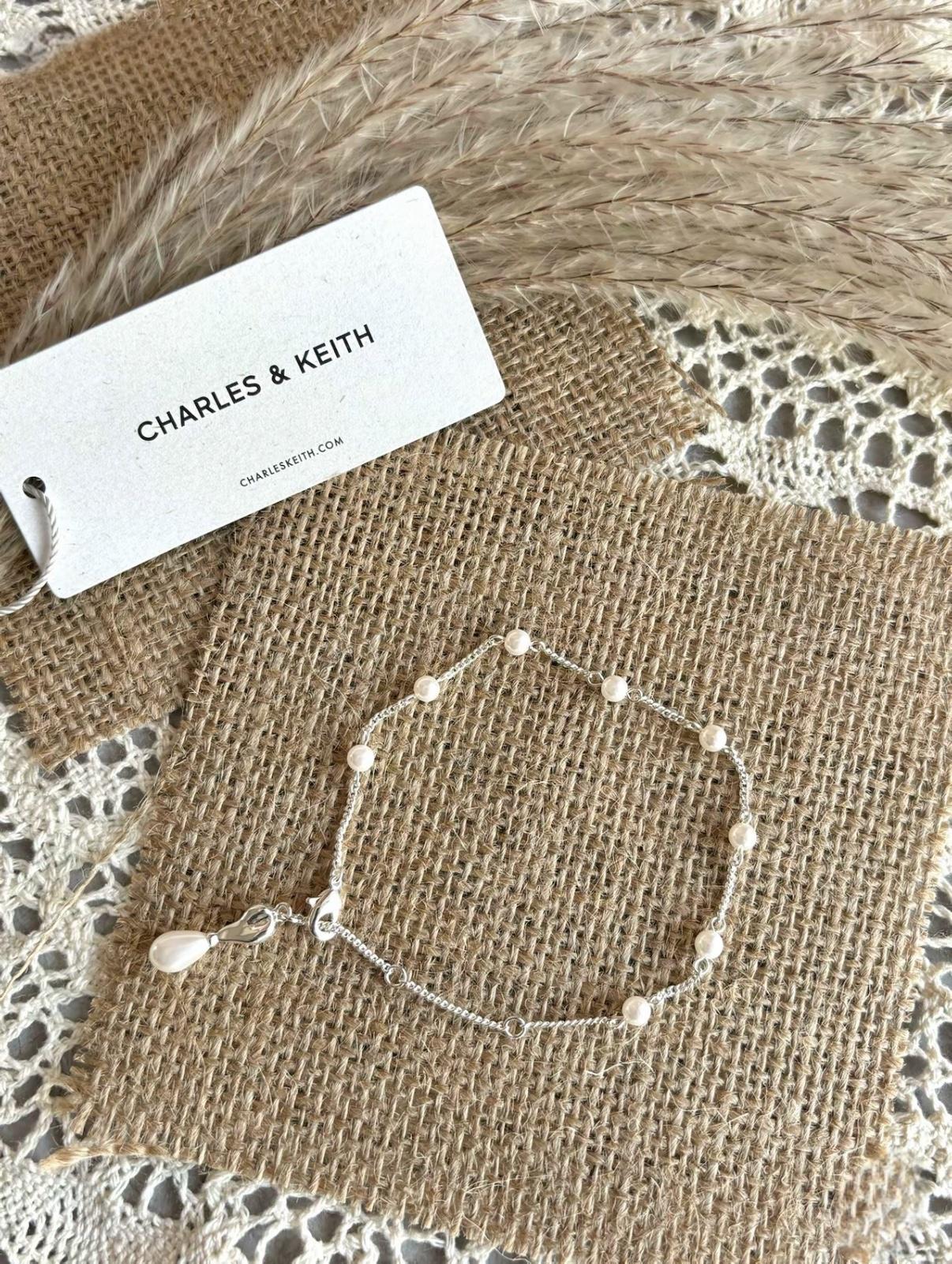 Charles&Keith 小CK 月光謐語系列 珍珠手鍊 細鍊 黃銅 手鍊 女款/預購 (任買兩件享7-11寄送免運)