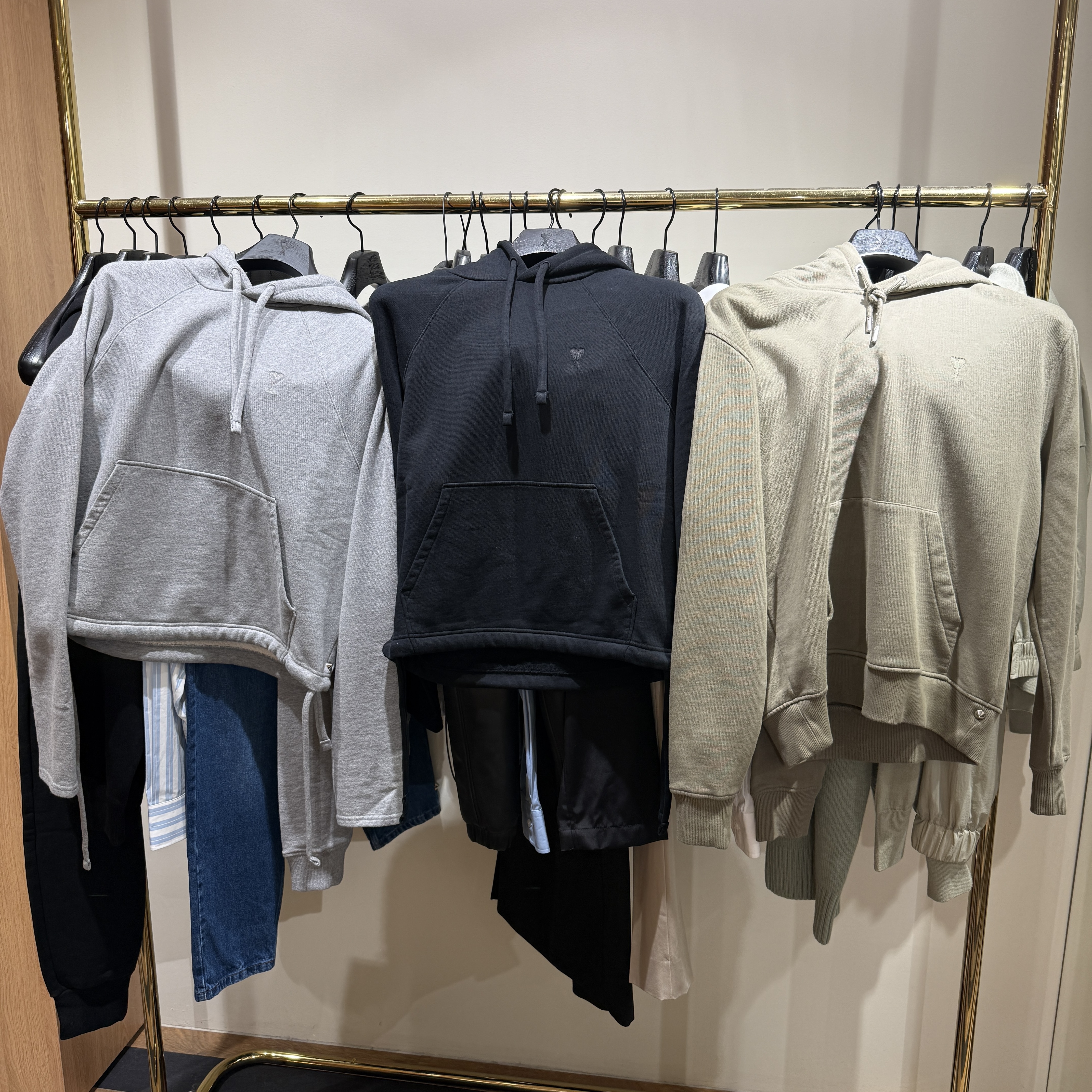 Ami Paris cropped HOODIE grey black