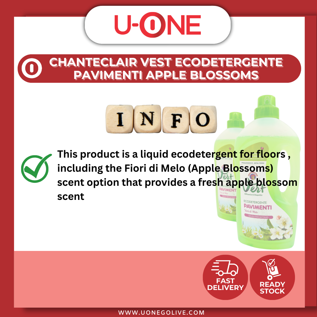 U-ONE | Floor Cleaner | Chanteclair | Vest | Ecodetergente Pavimenti | Apple Blossom | 1000ml