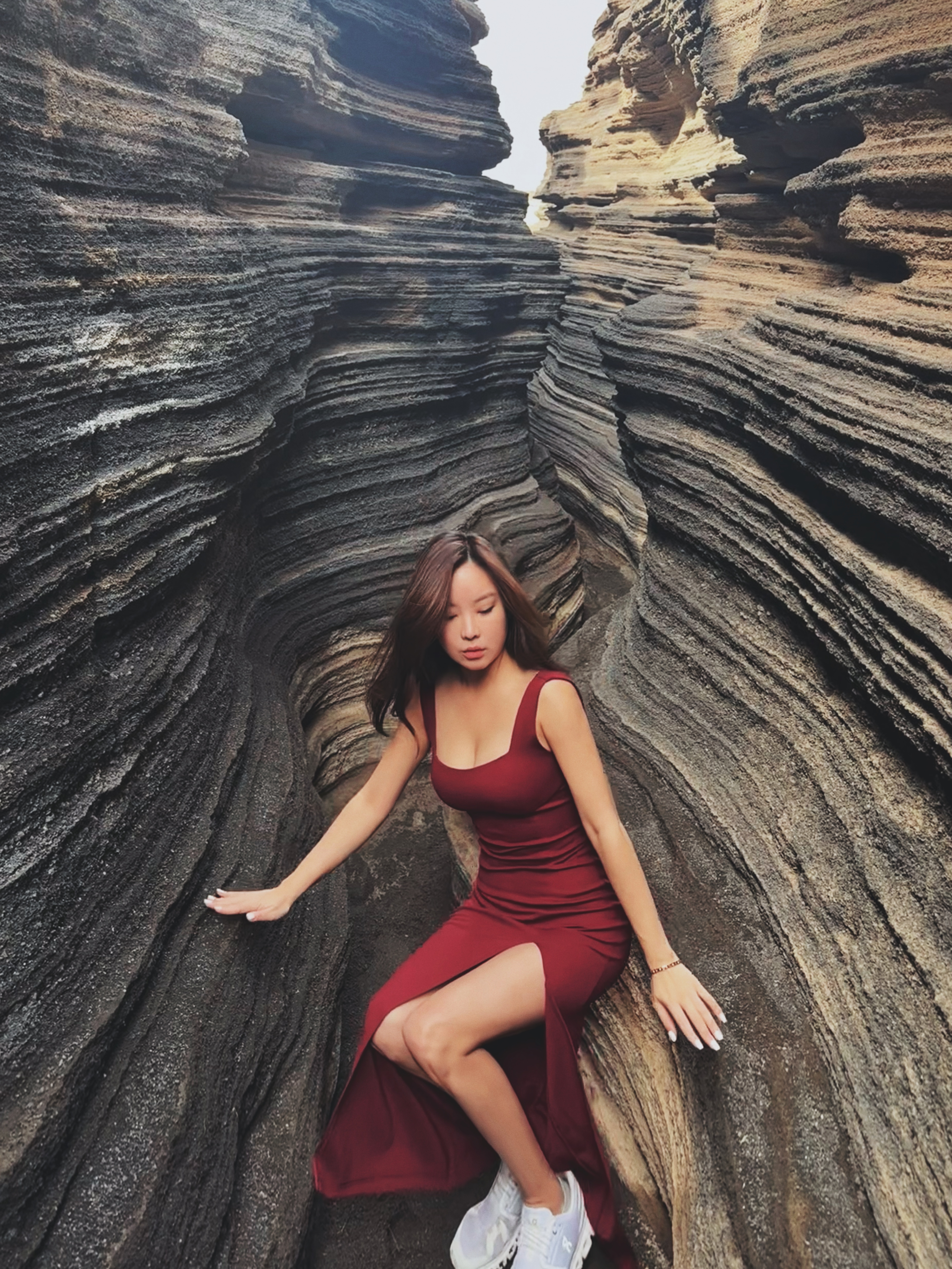 Cradle 柔美曲線 經典簡約棉質開衩洋裝