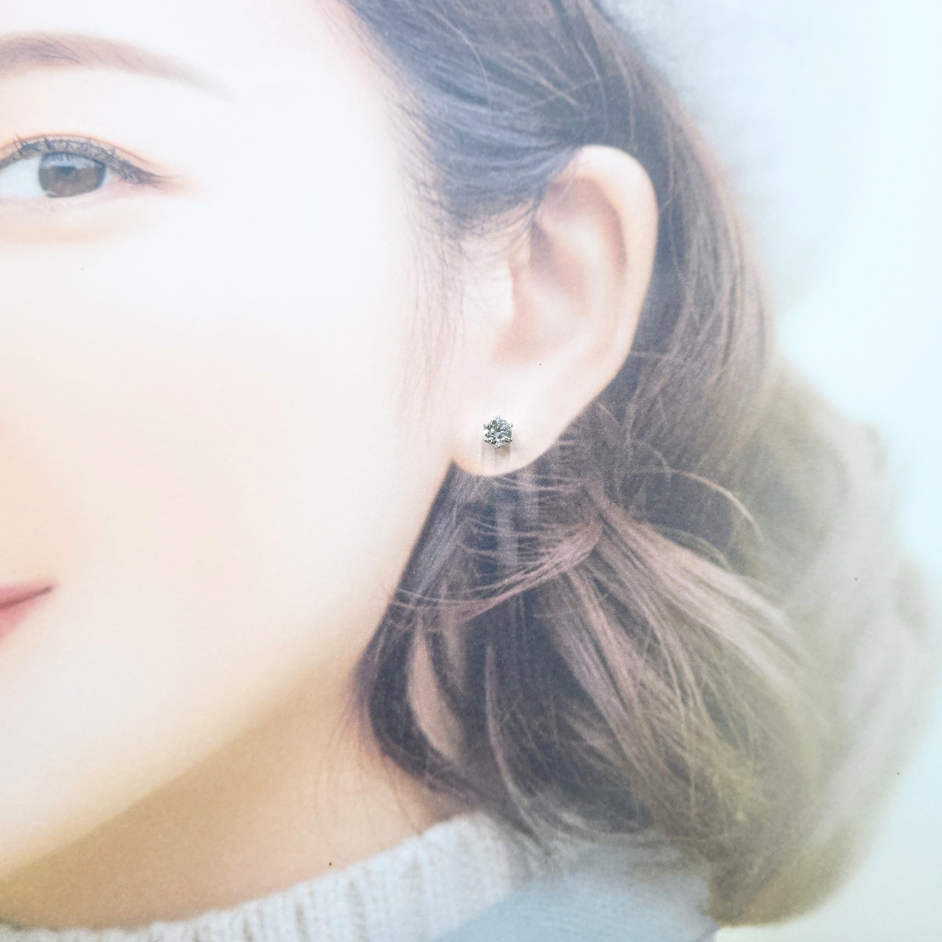 全新18K白金【主石87份鑽石】6爪耳環