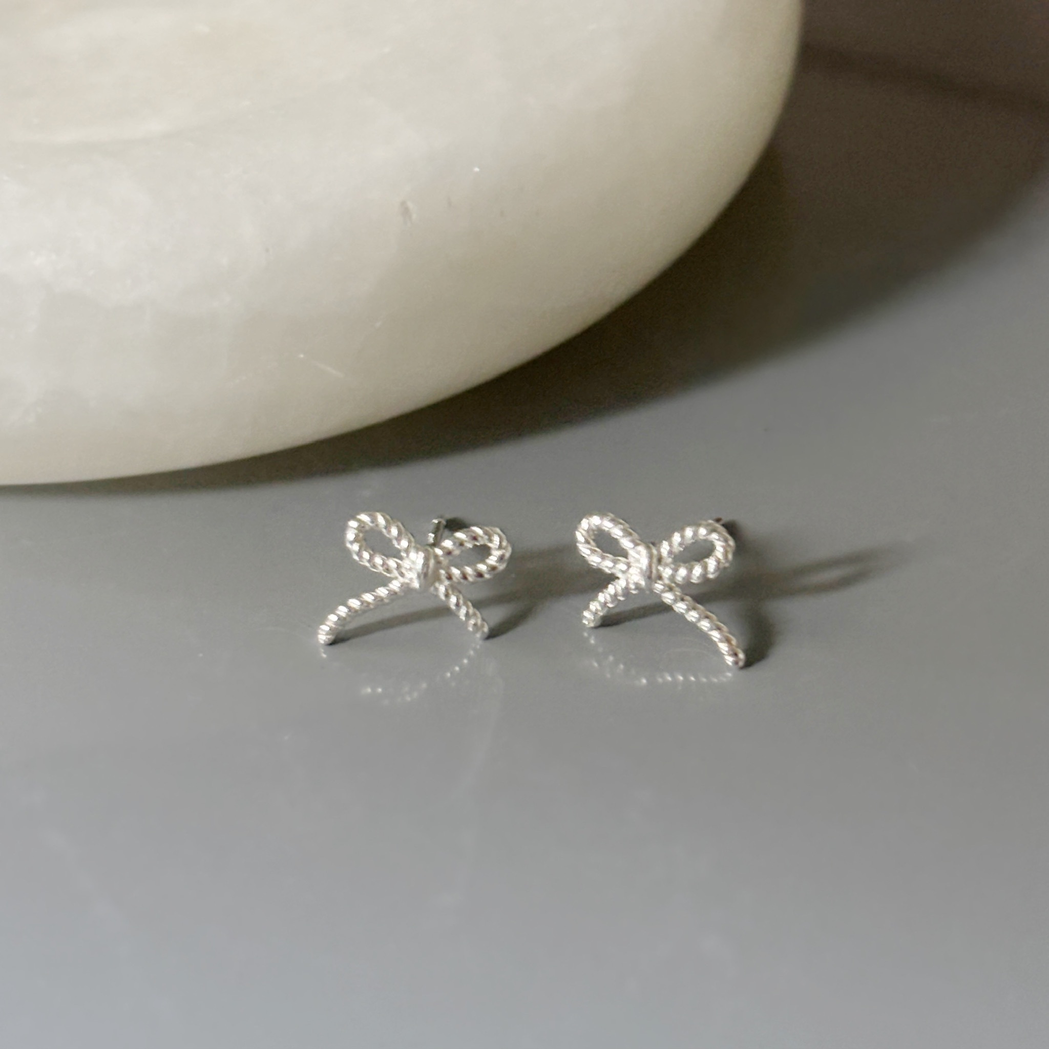 麻花蝴蝶結耳環