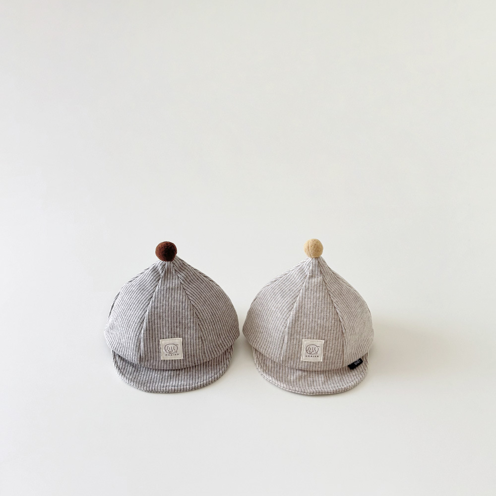 球球直條軟帽簷鴨舌帽(1-4y)