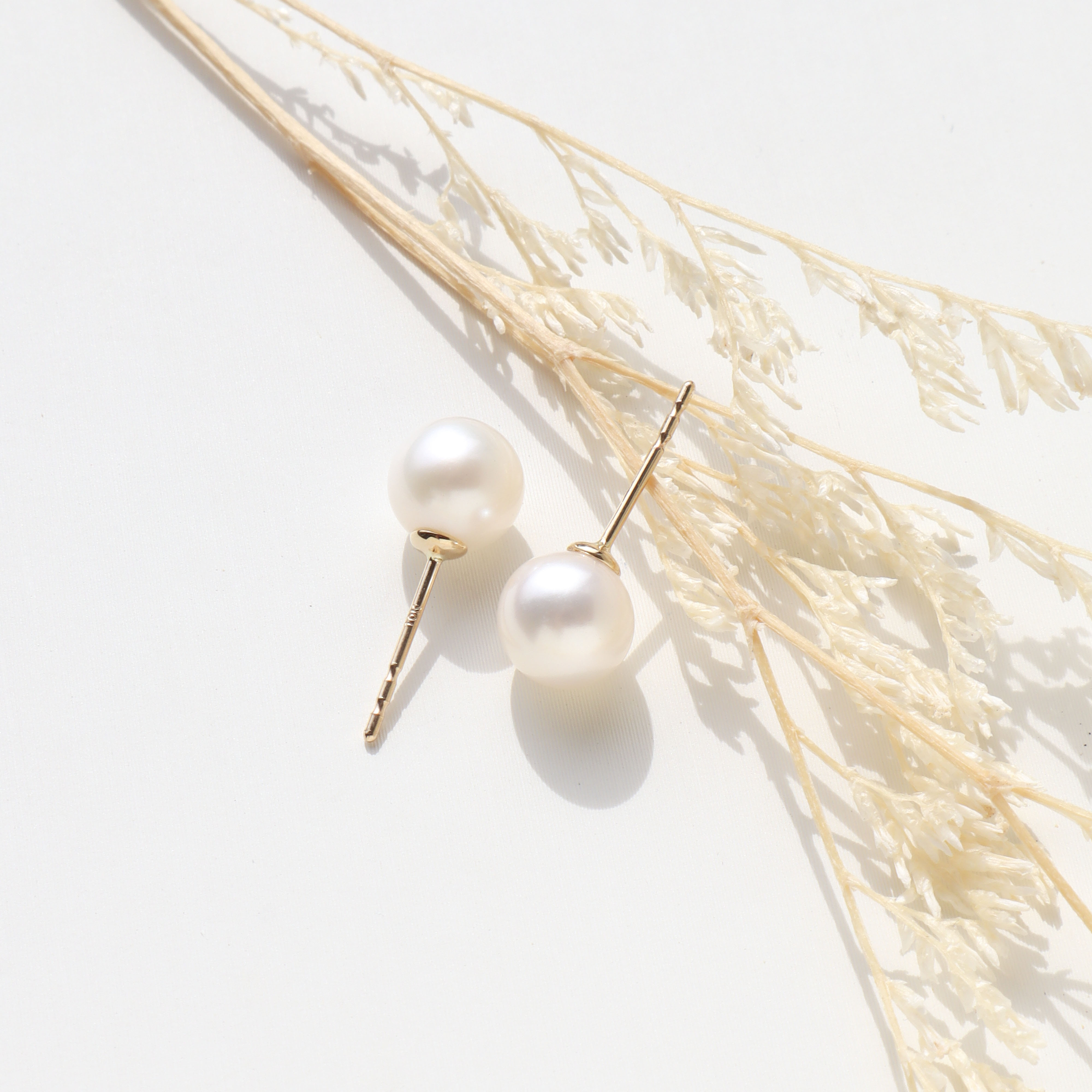 10K/單粒珍珠耳環(大)