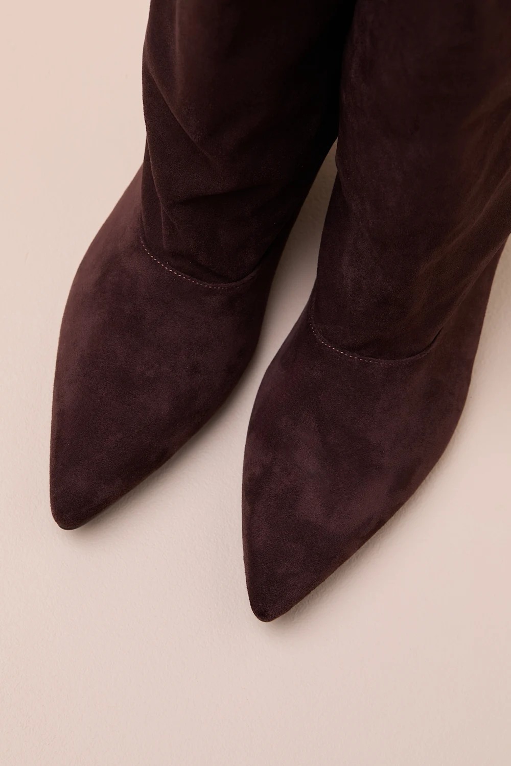 N.Y Chic美國巧克力色手工麂皮寬筒低跟長靴