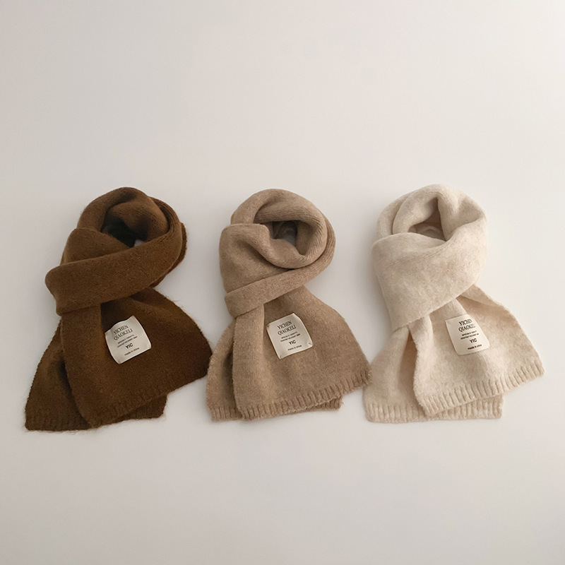 標籤純色針織圍巾(3-14y)