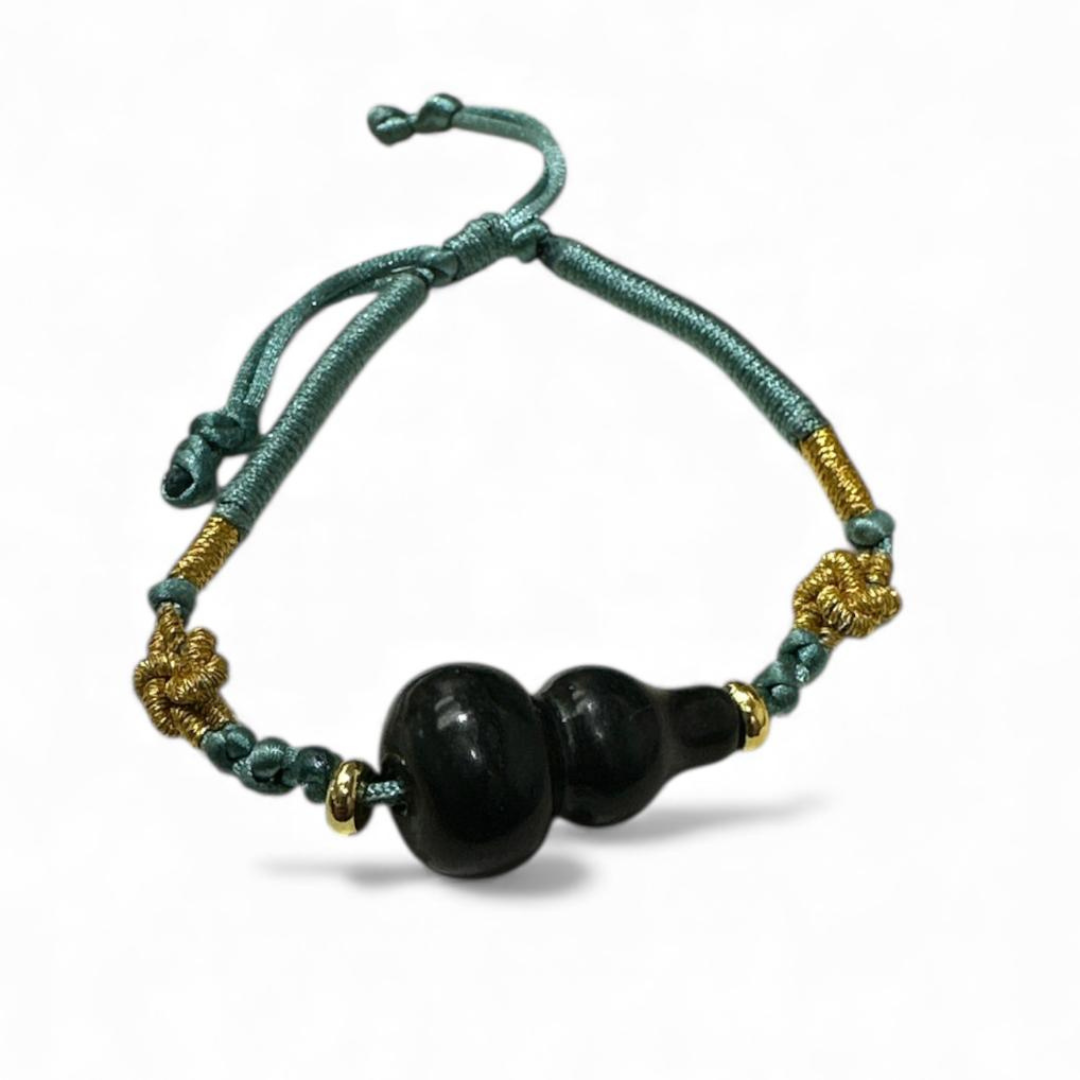 HKAF1218-006 墨玉葫蘆手繩[經師傅開光] (A6)