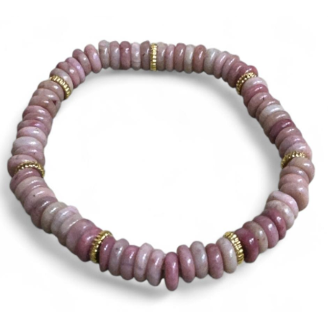 HKAF1218-005 紅紋玉算盤子手串6mm (A5)