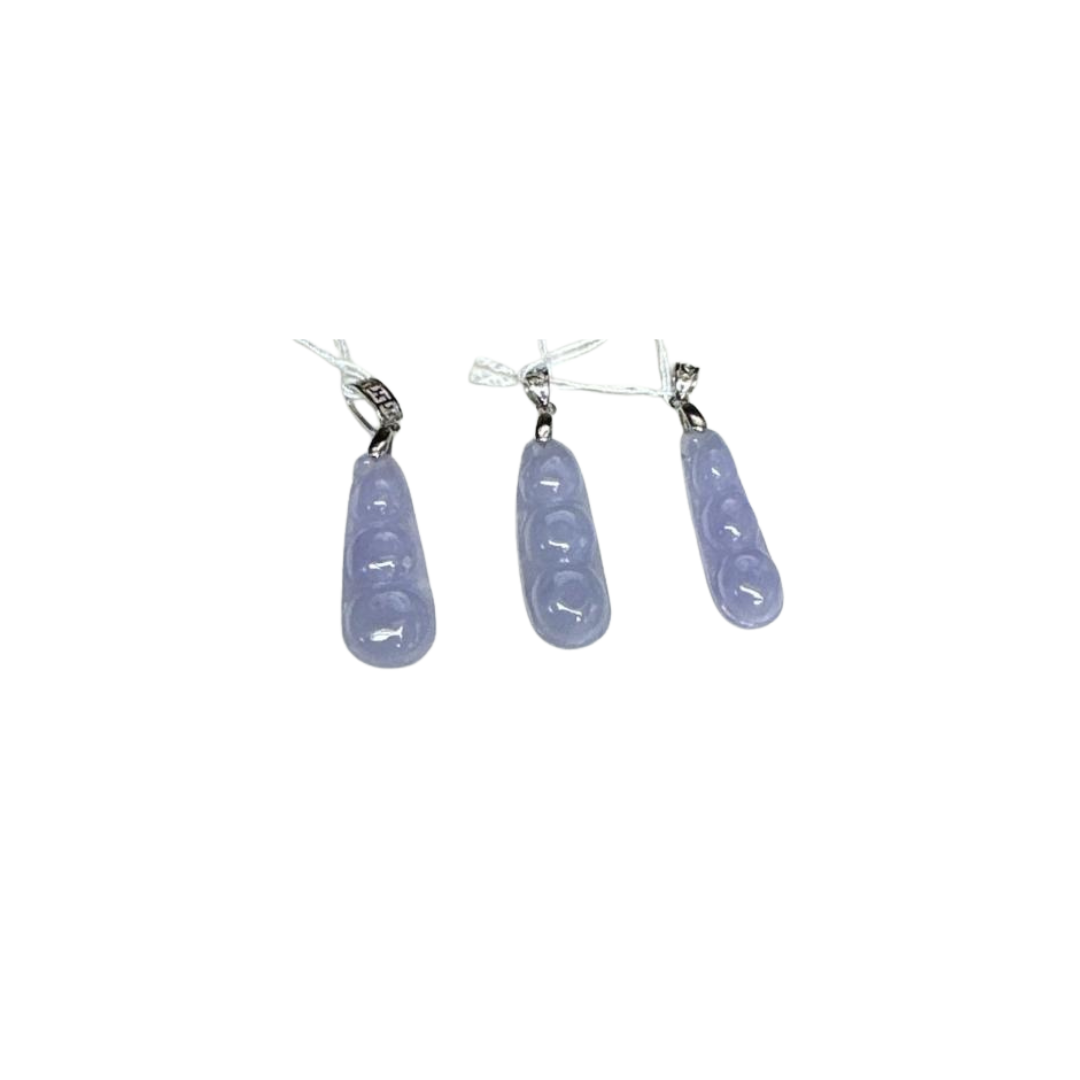 HKAF1218-013 緬甸天然翡翠 - 紫羅蘭福豆吊墜 [附皮繩][附國檢證書] (A13)