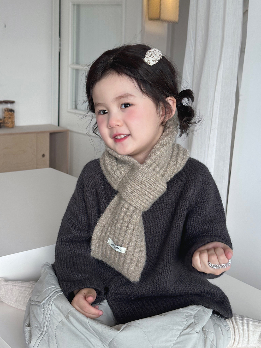 玉米粒交叉圍巾(3-14y)