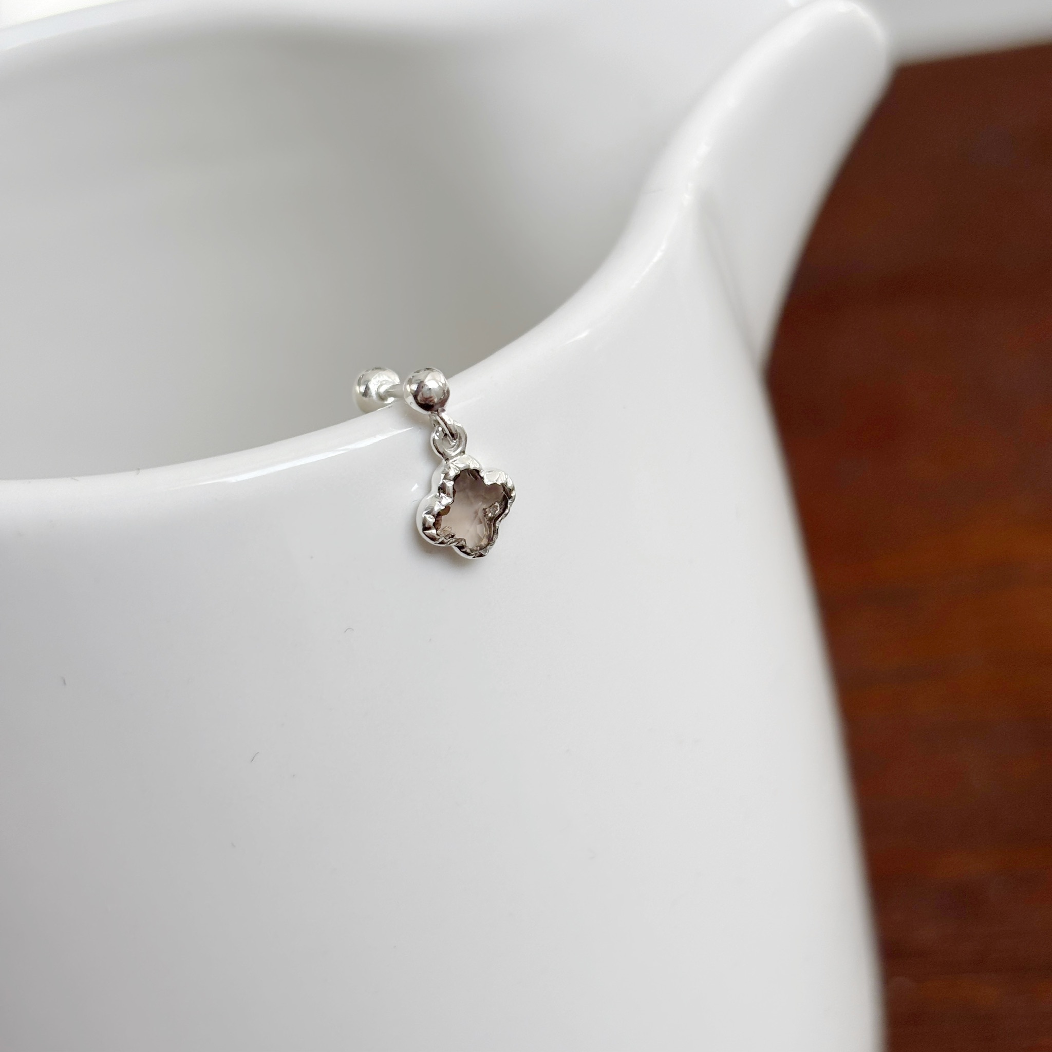 晃晃蛋糕四葉草茶晶轉珠耳環