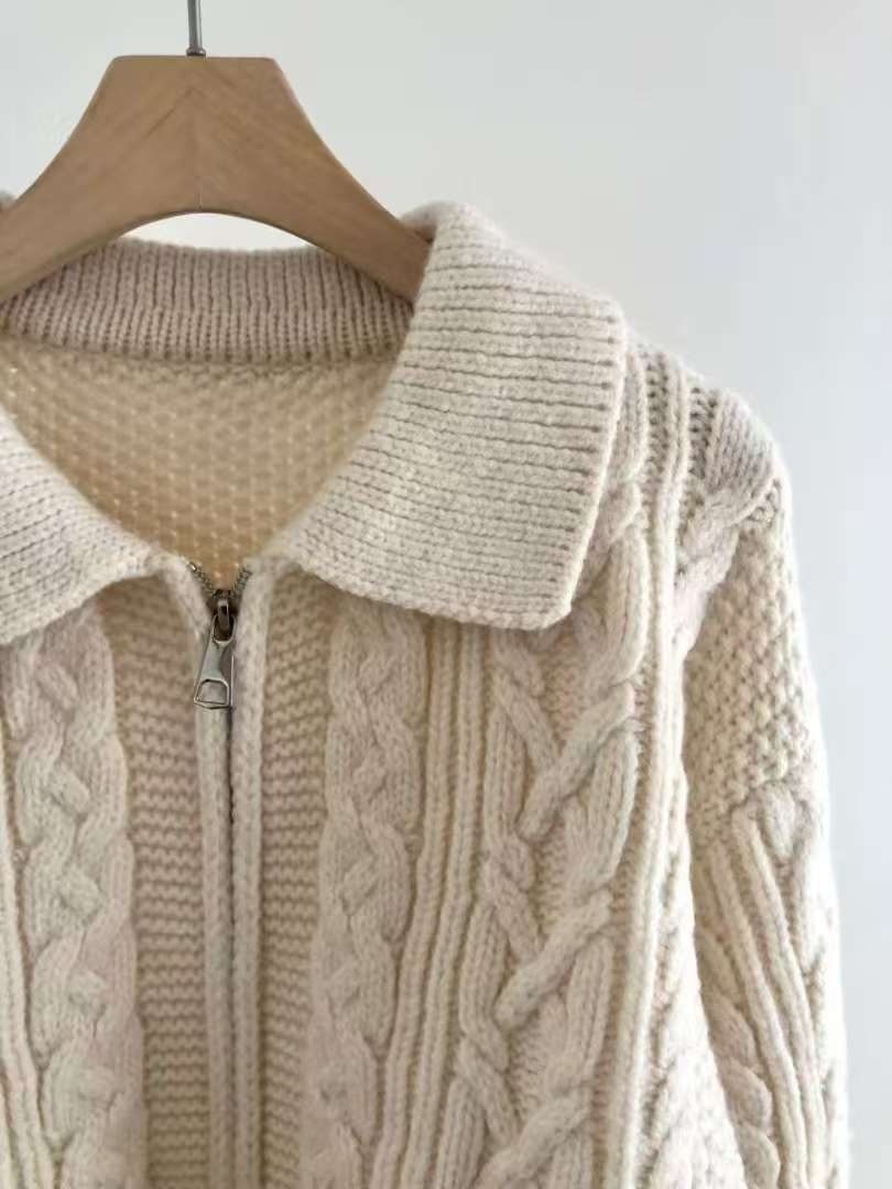 202 正韓麻花翻領外套