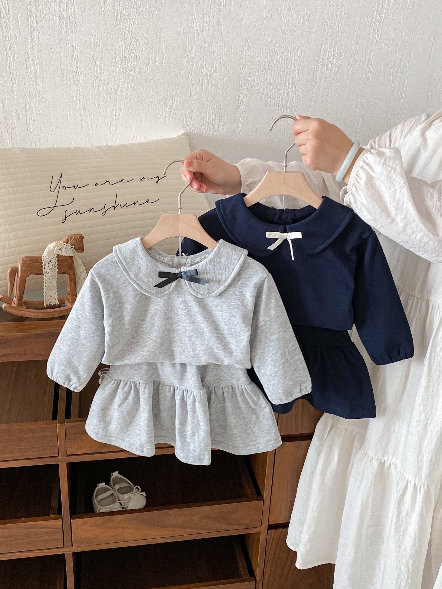 兩色學院感裙子洋裝