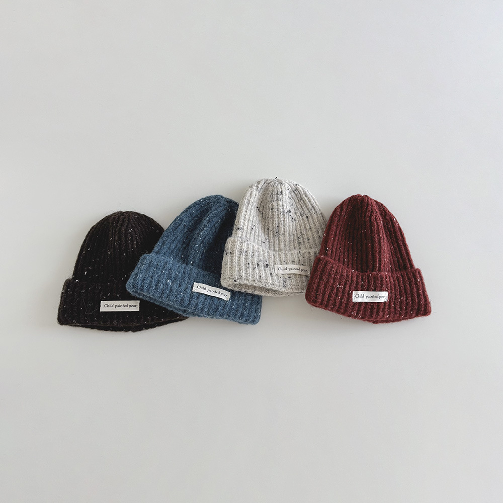 字母標彩線針織帽(2-6y)