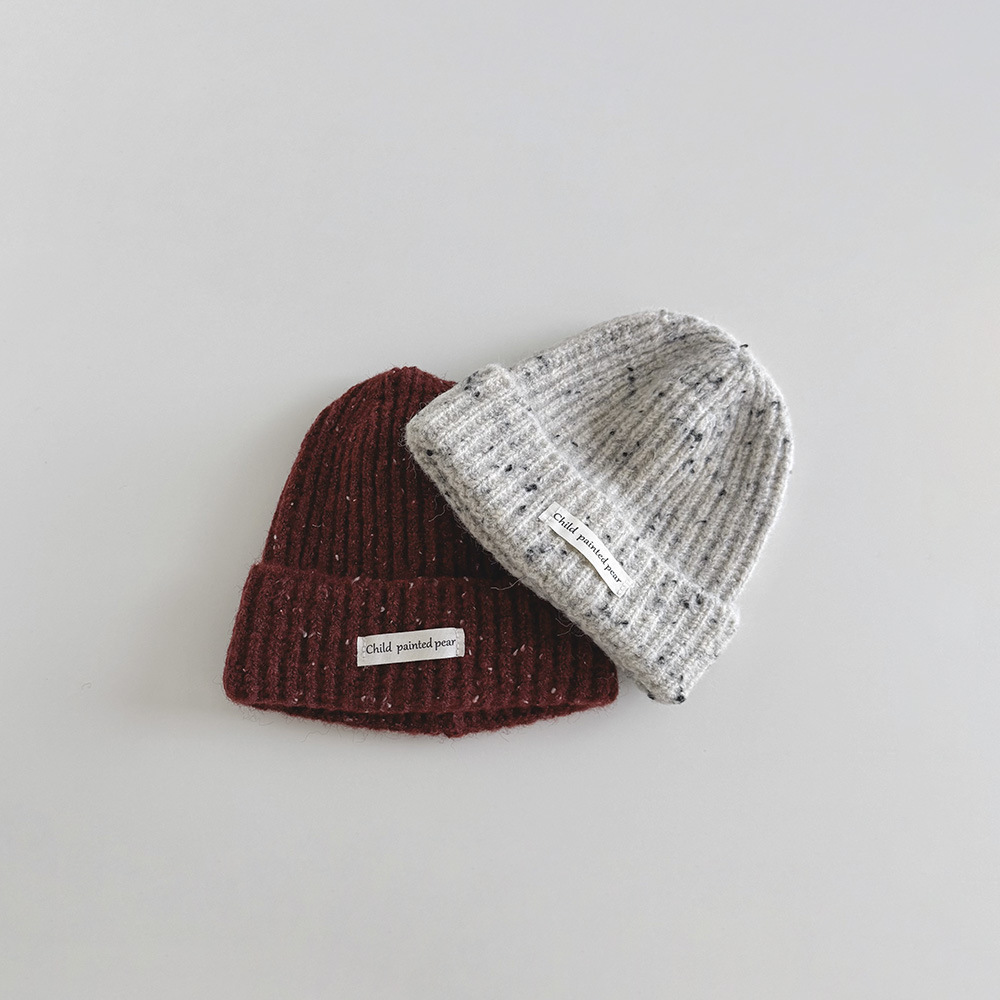 字母標彩線針織帽(2-6y)