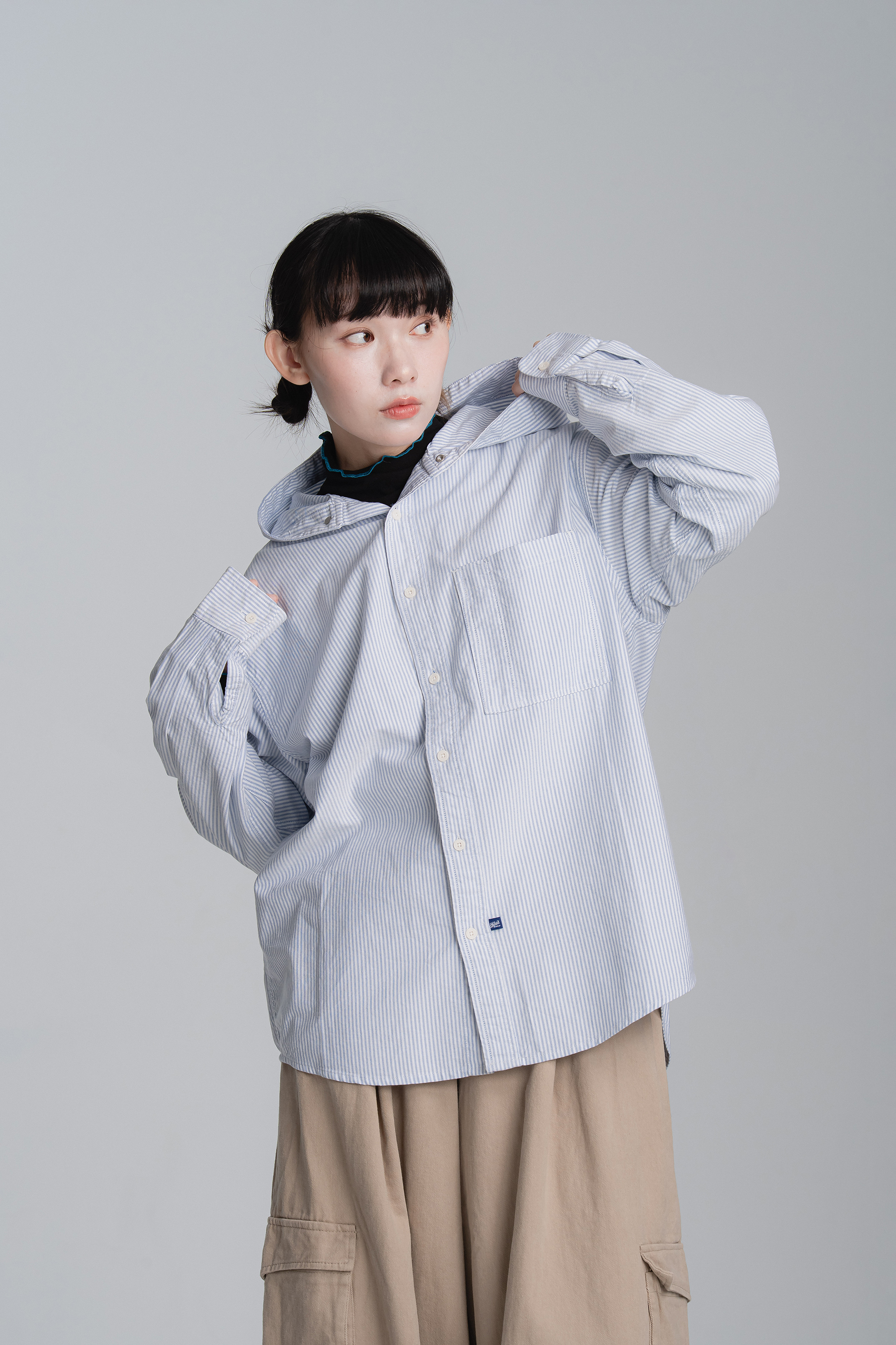 直條日常連帽襯衫 2款