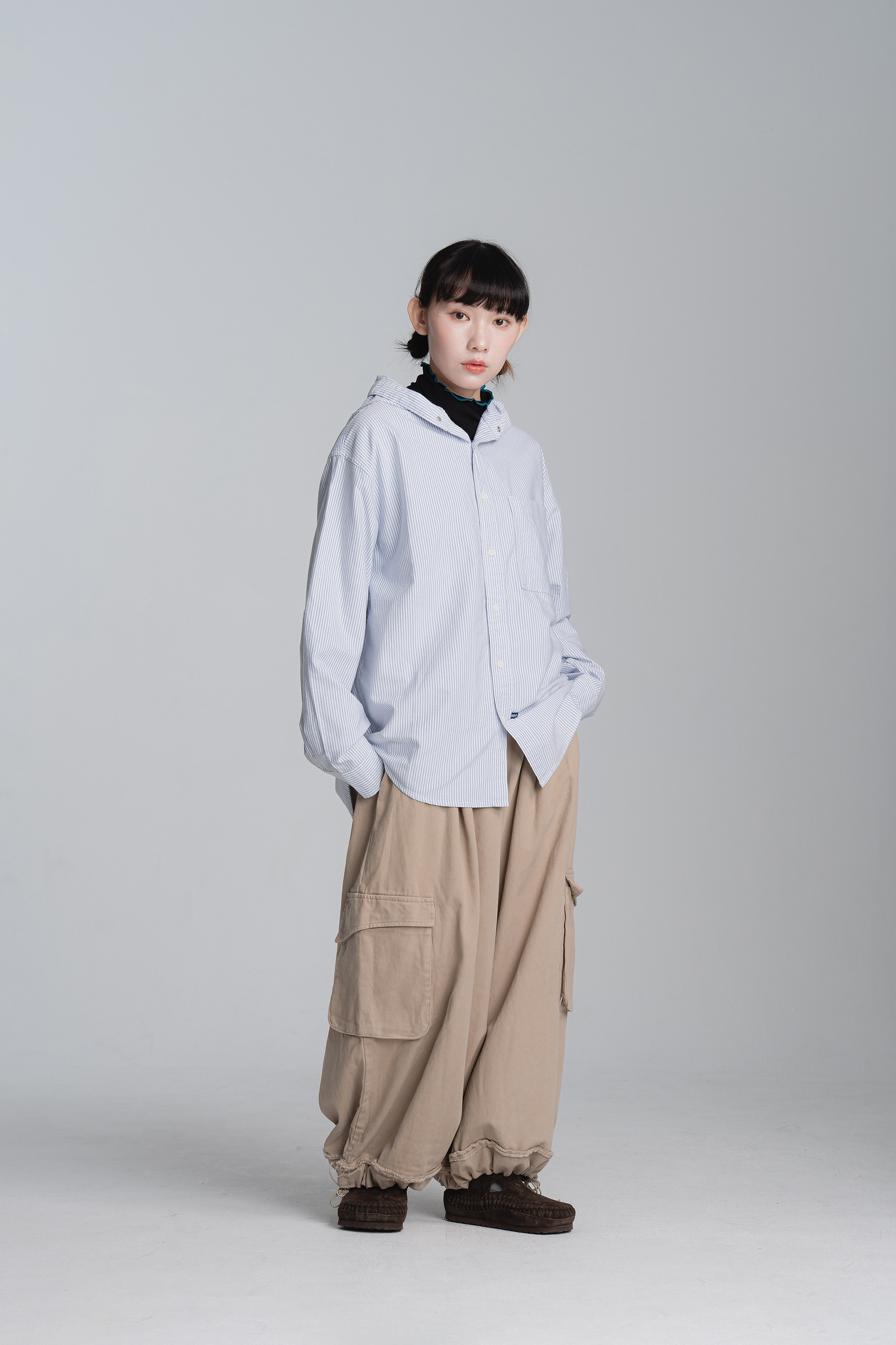 直條日常連帽襯衫 2款