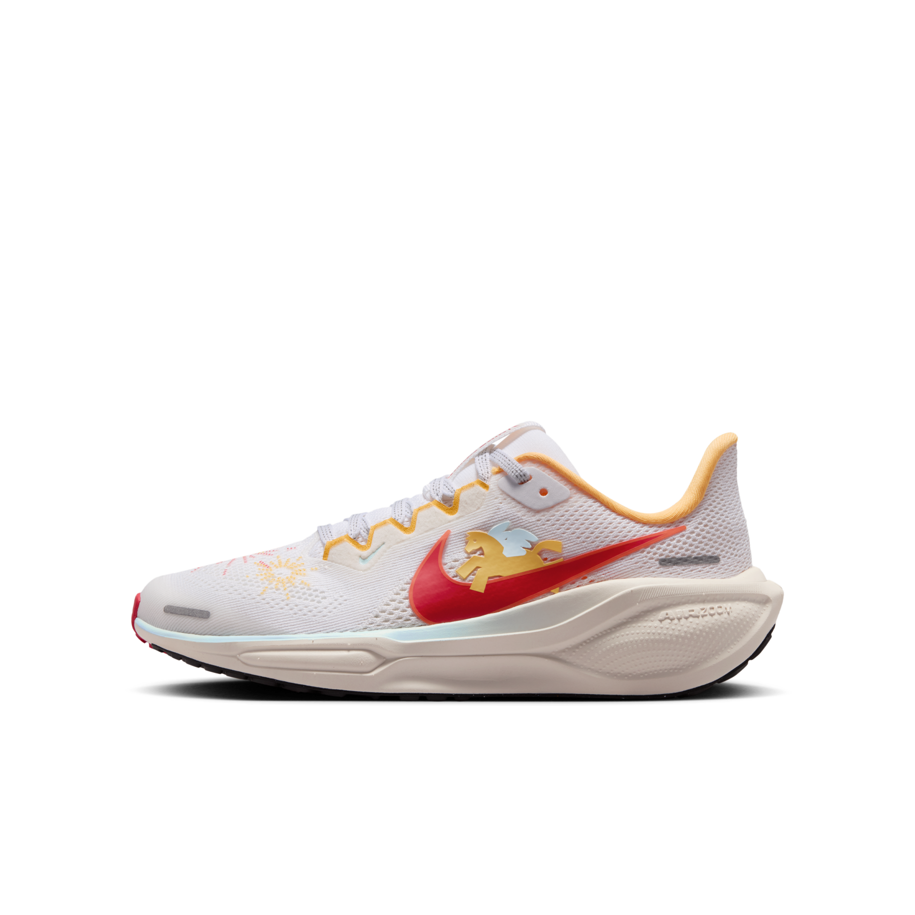 大童鞋 女鞋 NIKE AIR ZOOM PEGASUS 41 GS 米白紅 馬年 新年 小飛馬 煙花 輕盈 回彈 運動鞋【IQ1139-161】CNY