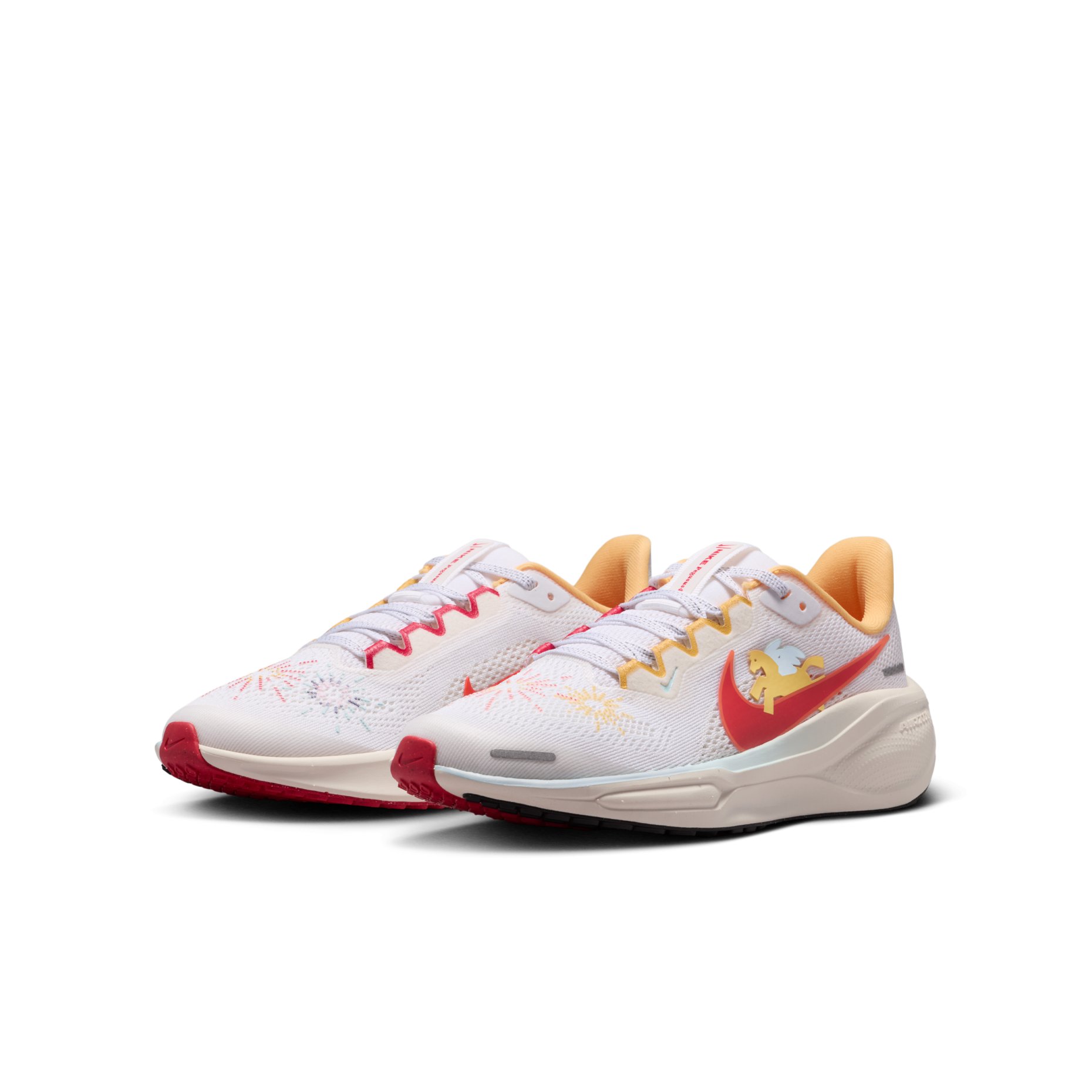 大童鞋 女鞋 NIKE AIR ZOOM PEGASUS 41 GS 米白紅 馬年 新年 小飛馬 煙花 輕盈 回彈 運動鞋【IQ1139-161】CNY