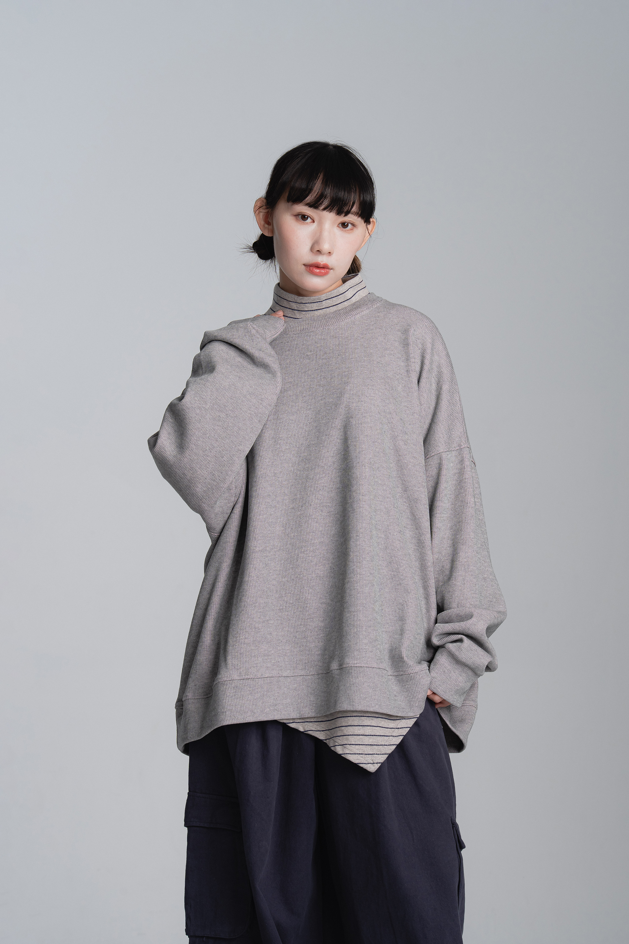 慵懶系寬鬆素面長袖t 4色