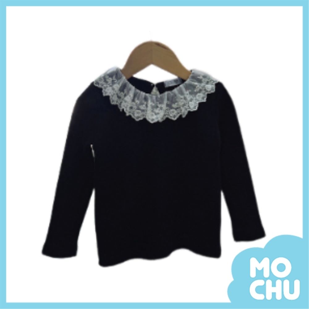 蕾絲花邊領長袖上衣(二色)