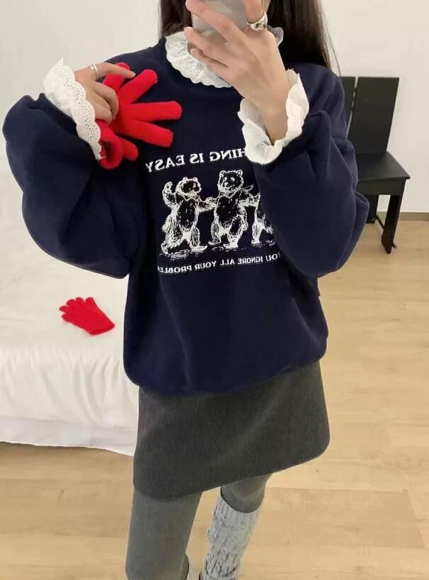 日本預訂 GL 泰迪熊蕾絲衛衣