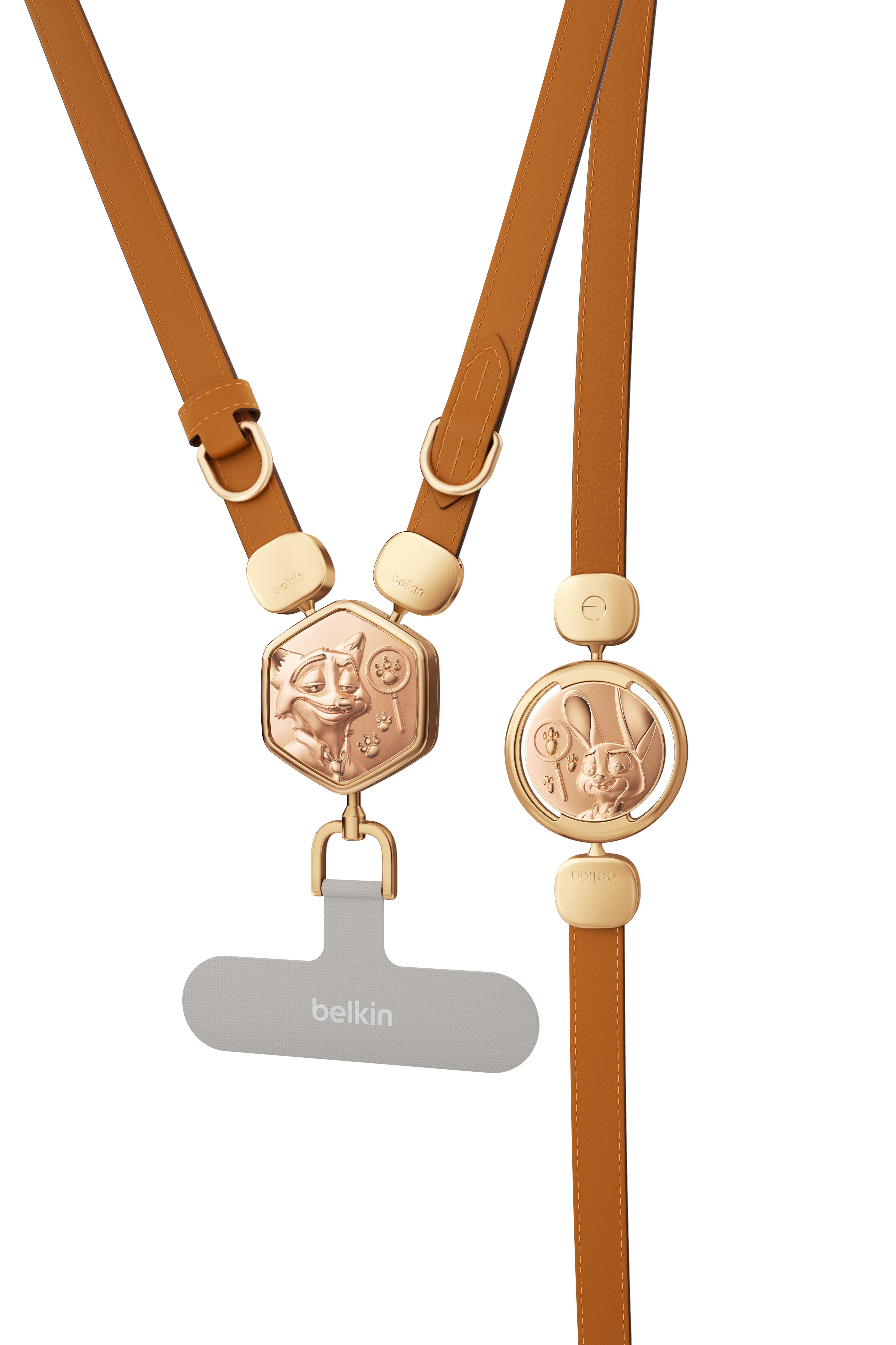 2合1 皮革手機掛繩配 3D 片 (優獸大都會 2, 迪士尼系列)