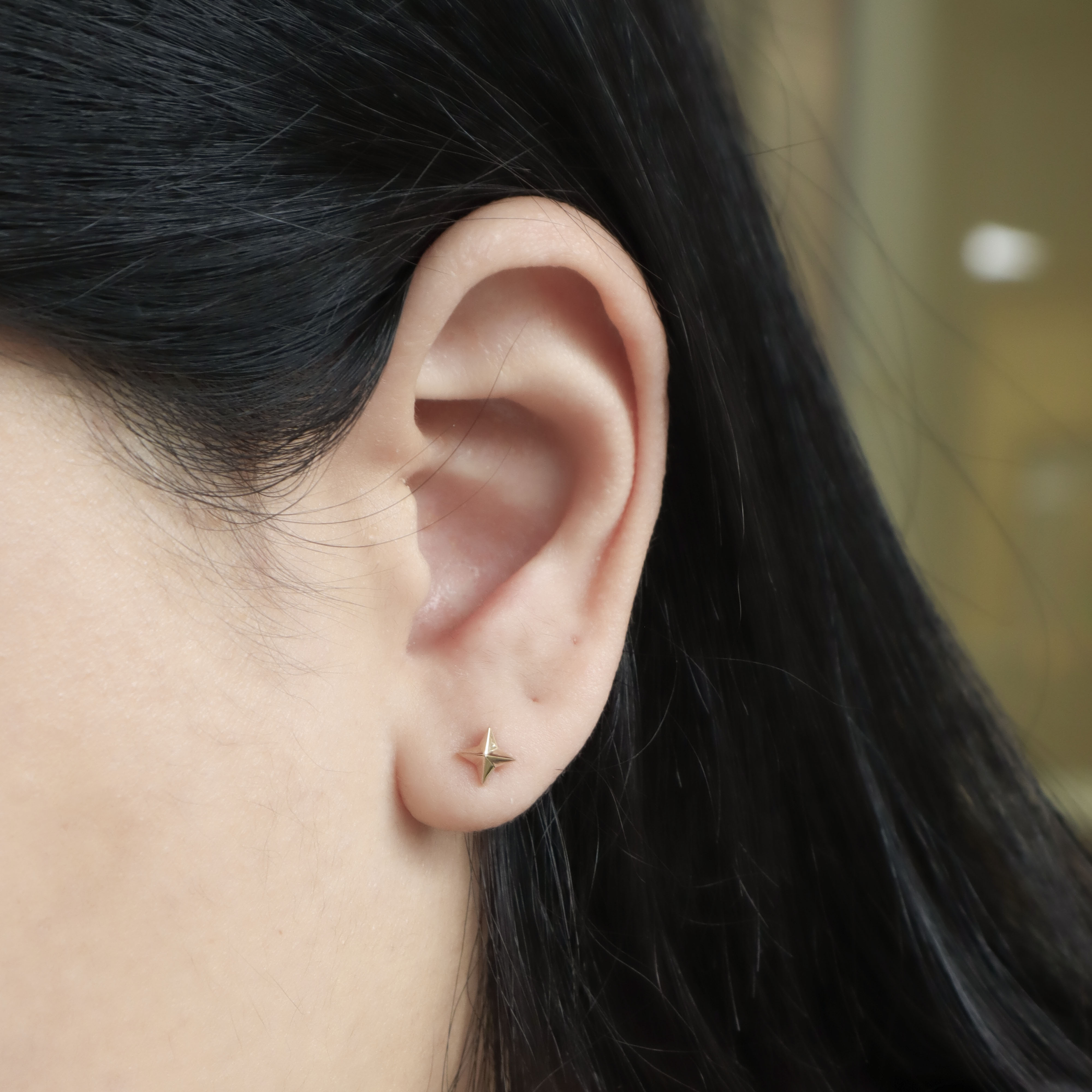 10K/十字星星耳環