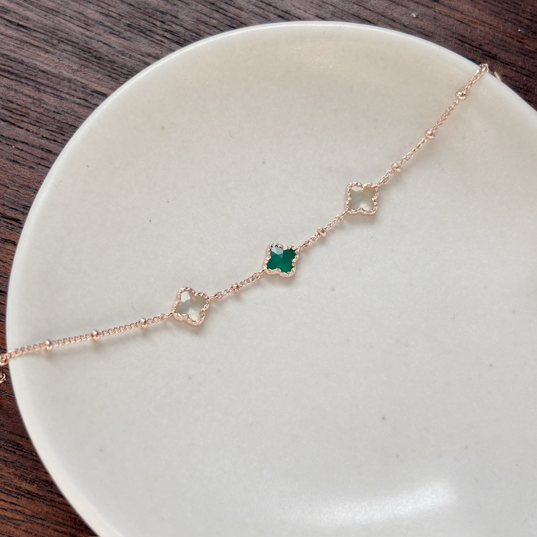 蛋糕四葉草葡萄石綠瑪瑙手鏈