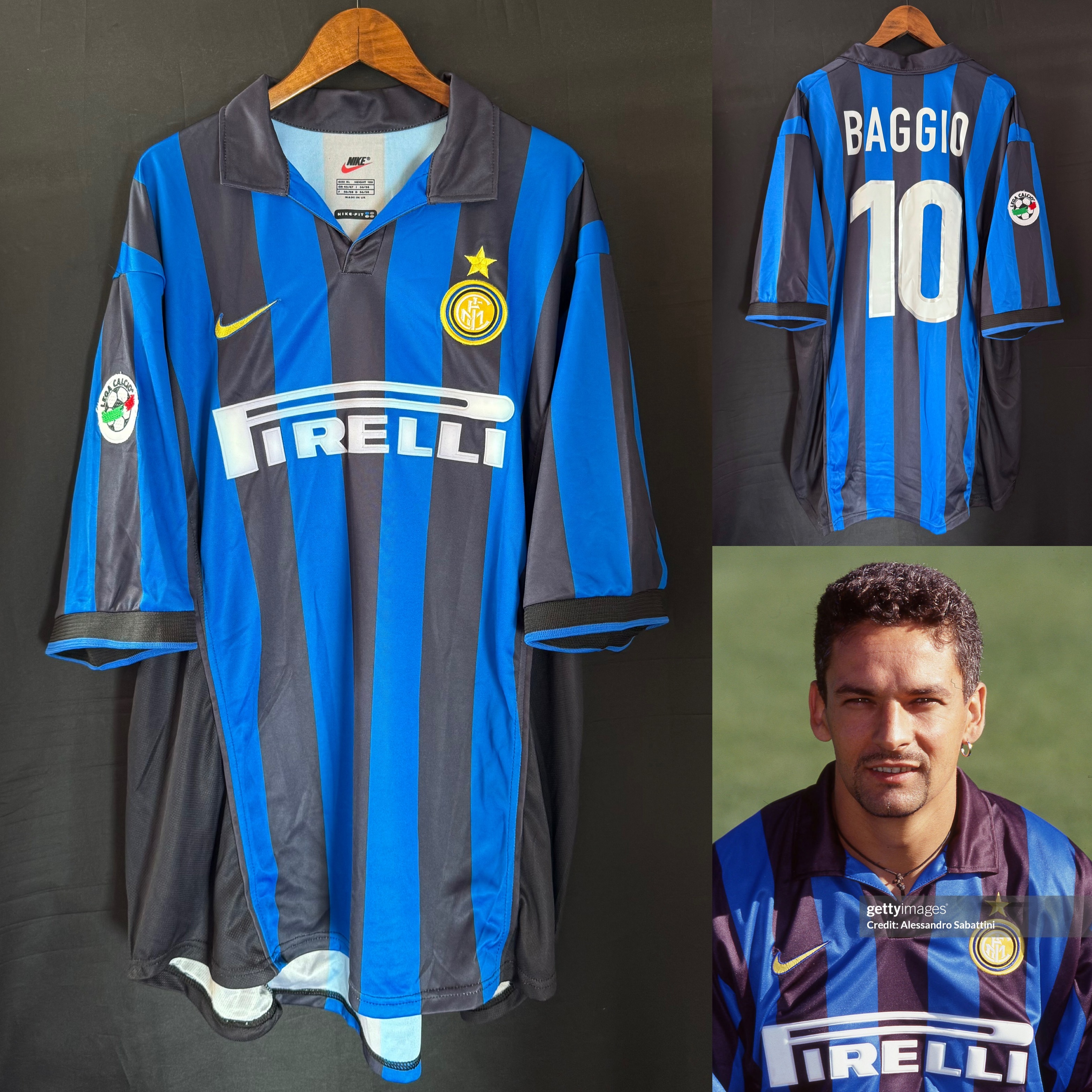 (Player Issue) Inter Milan 1998-1999 Nike Home Match Worn Issue Shirt #10 BAGGIO