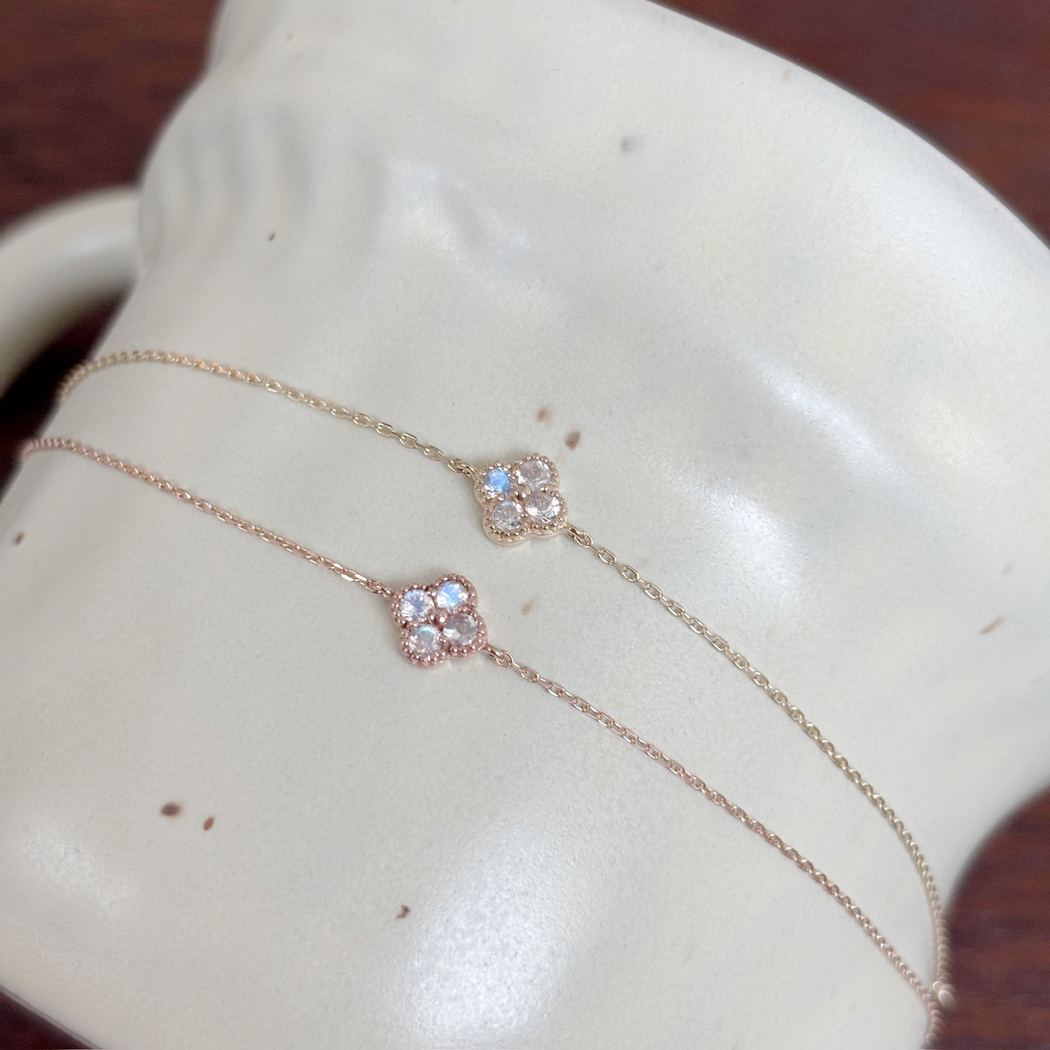 14K四葉草月光石手鏈