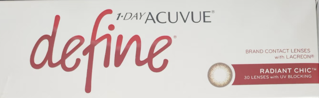 【90片裝】強生1 DAY ACUVUE DEFINE with LACREON 日拋彩色隱形眼鏡 閃鑽銅 RADIANT CHIC｜每盒90片