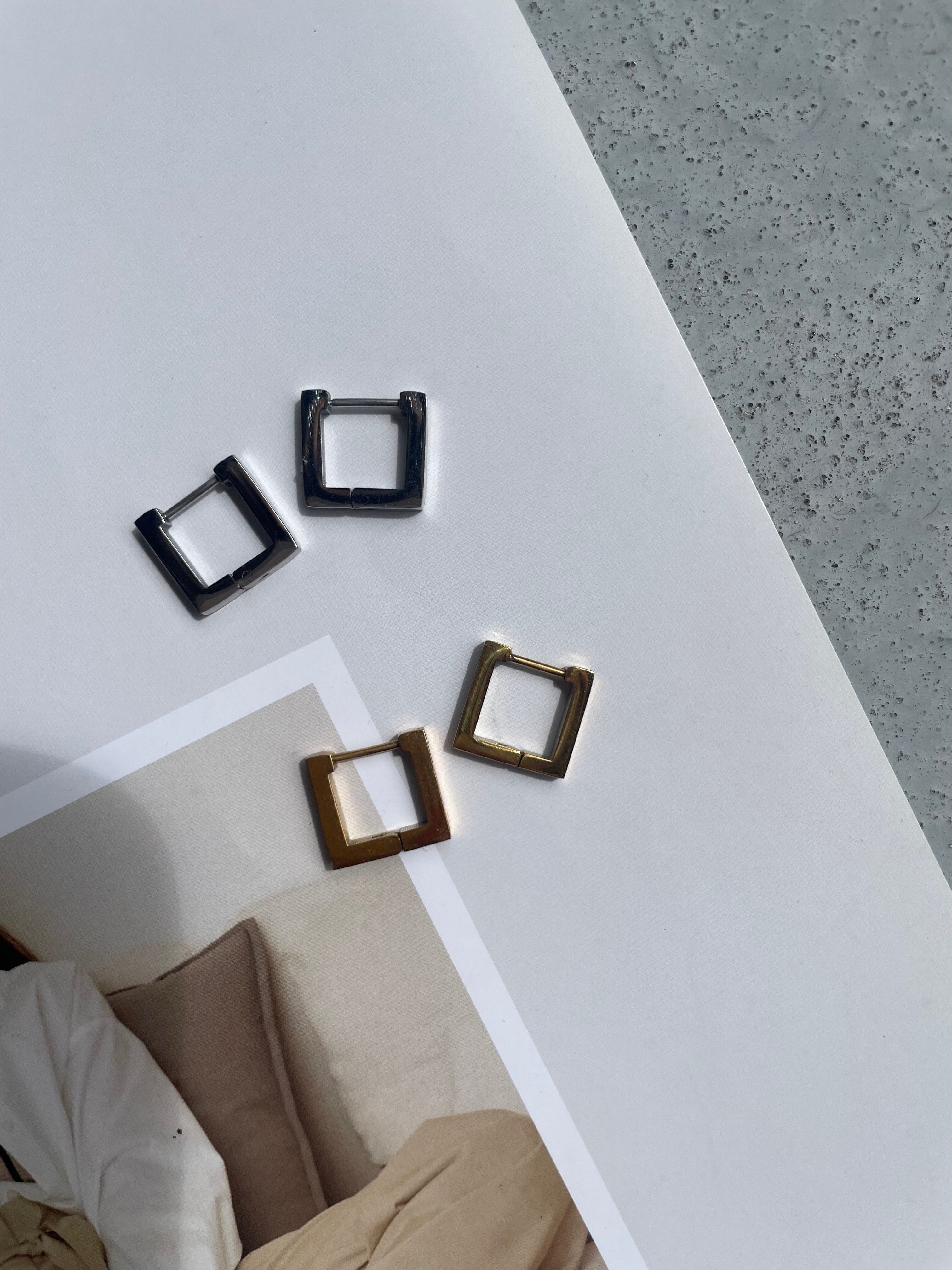 square mini hoop pierce