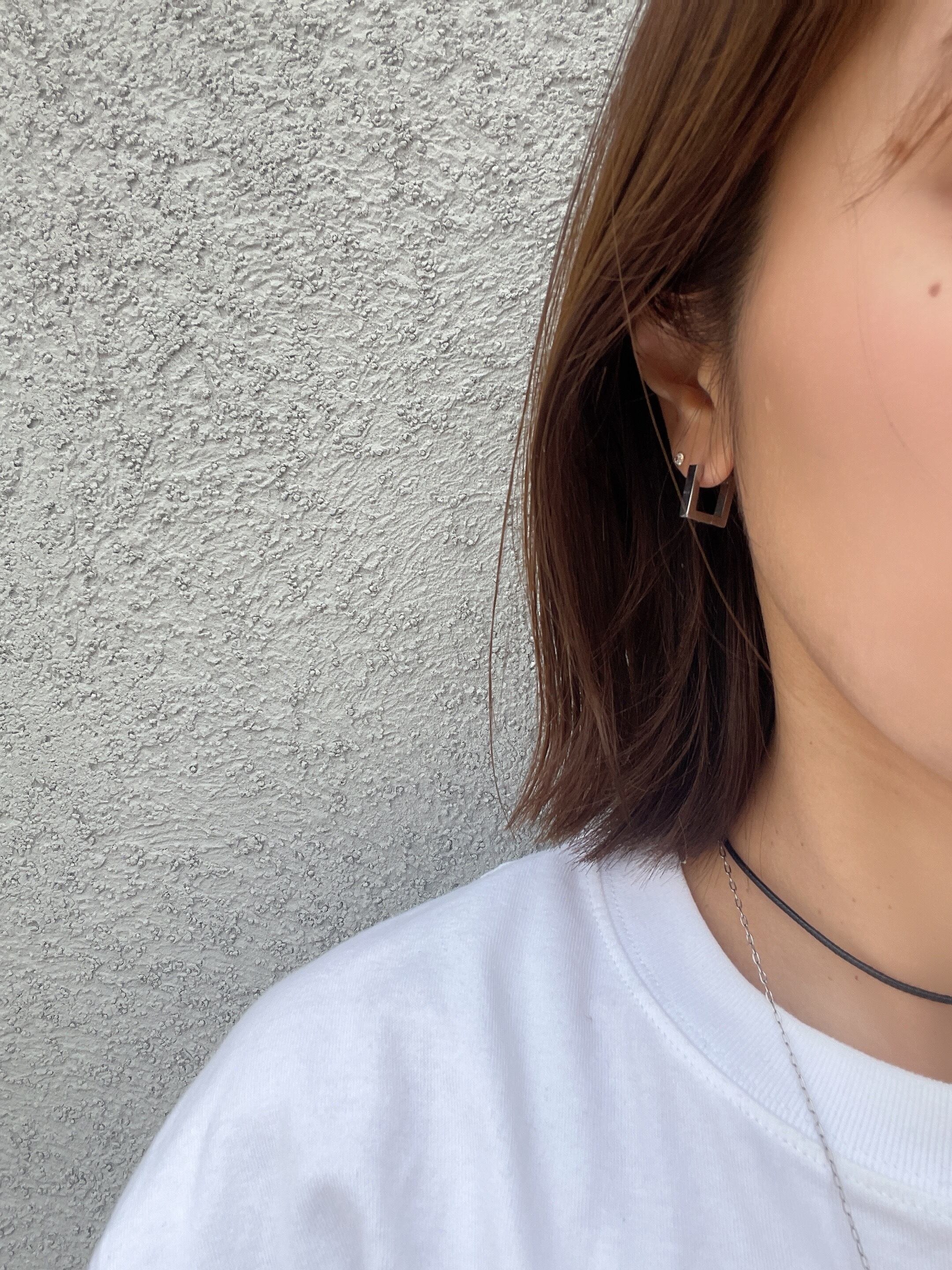 square mini hoop pierce