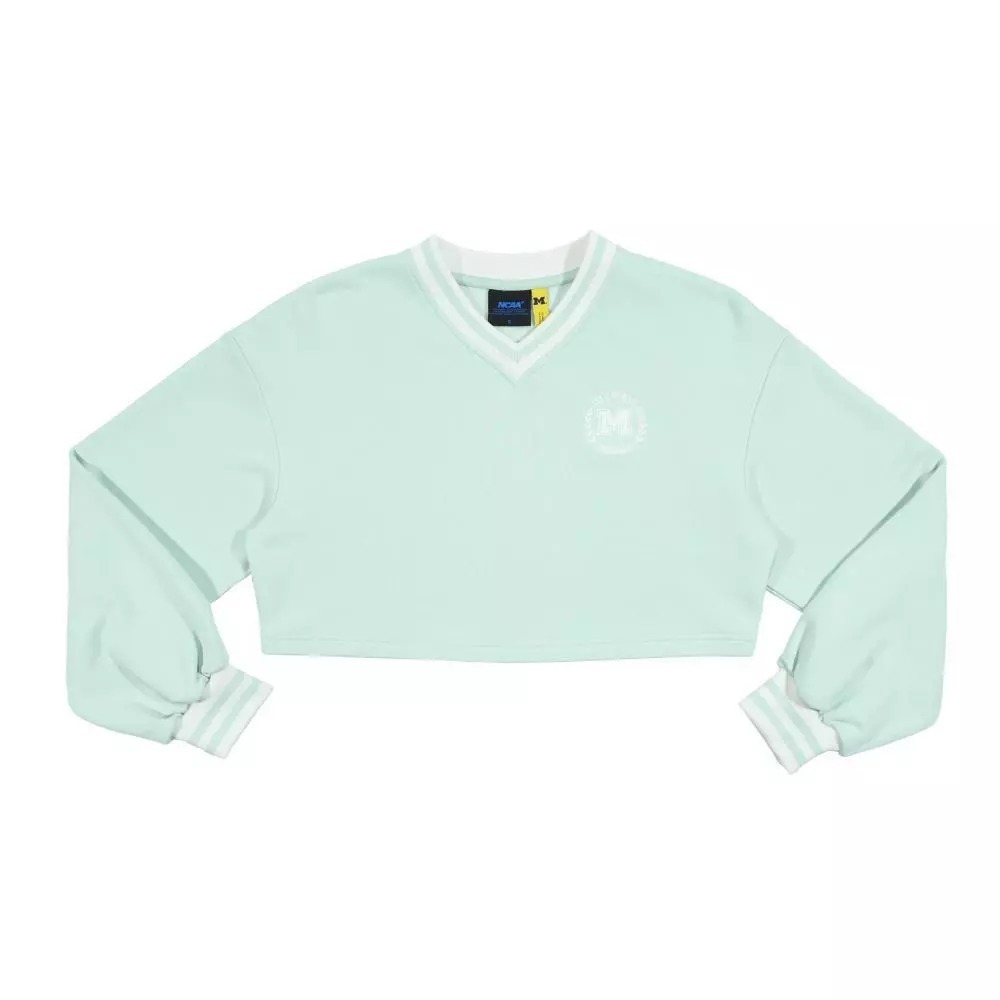 NCAA 大學T 蘋果綠 V領 短版 長袖 上衣 女 7552100371