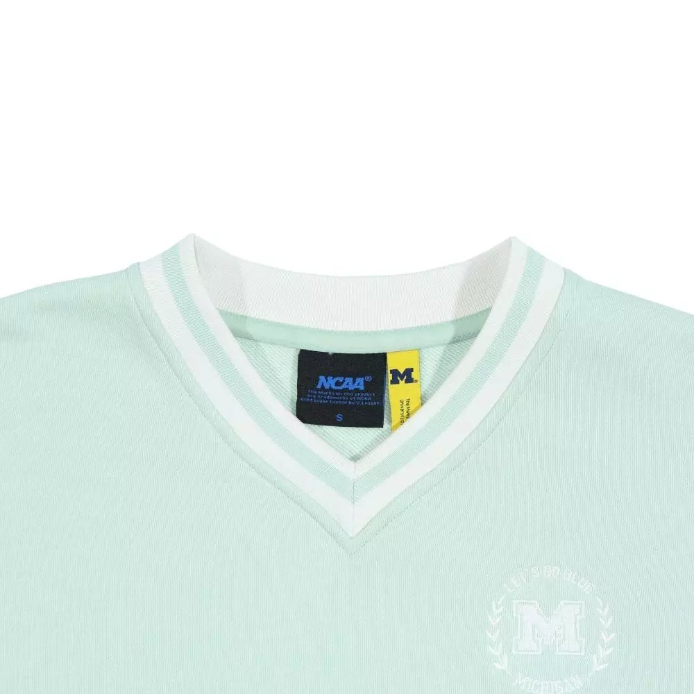 NCAA 大學T 蘋果綠 V領 短版 長袖 上衣 女 7552100371