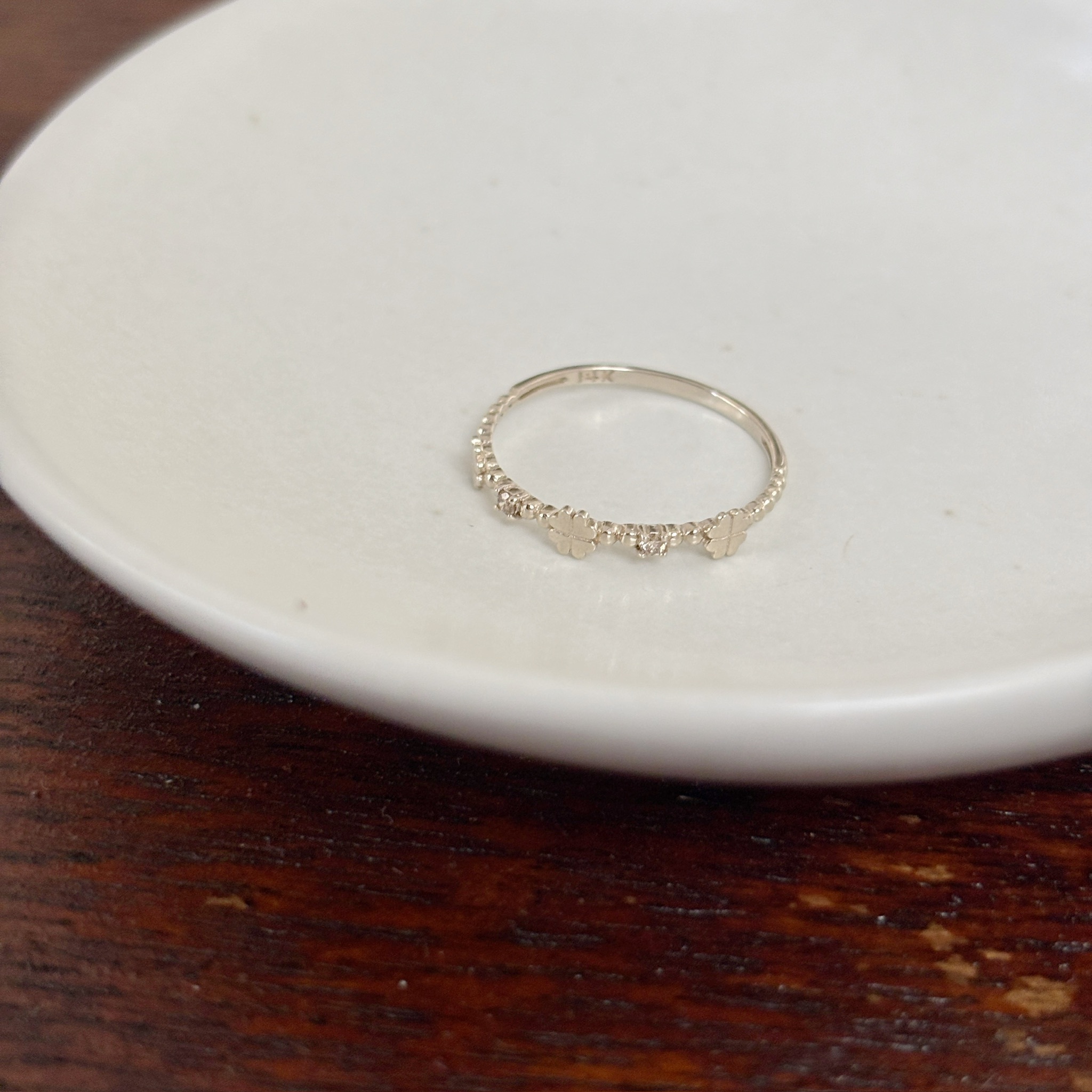 14K四葉草點點真鑽戒指