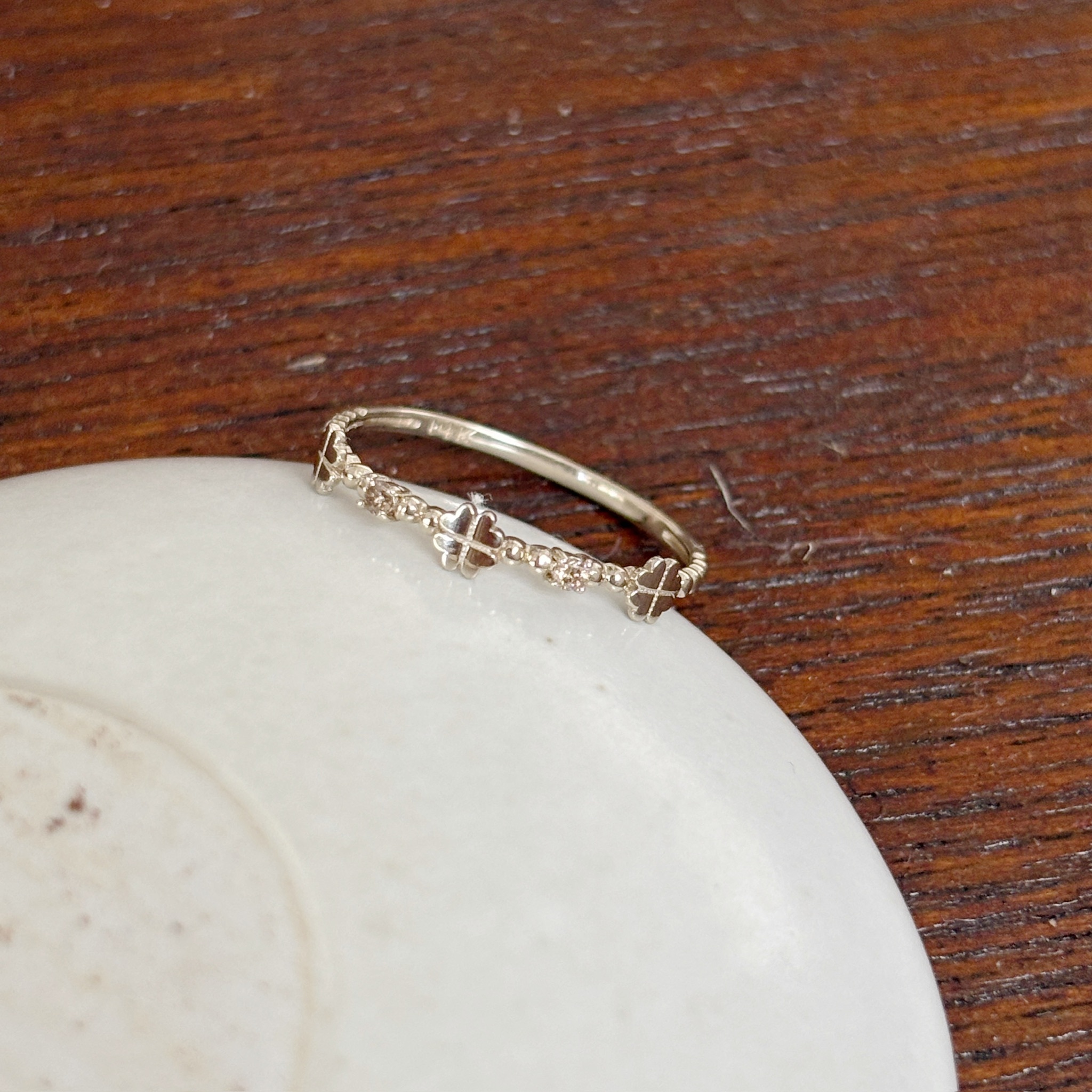 14K四葉草點點真鑽戒指