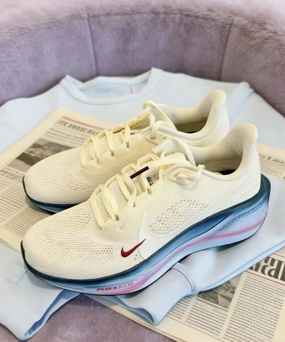 女鞋 NIKE W AIR ZOOM PEGASUS 41 米藍粉 馬年 新年 脫韁系列 翅膀 網眼 氣墊 回彈 運動鞋【IQ1153-109】CNY