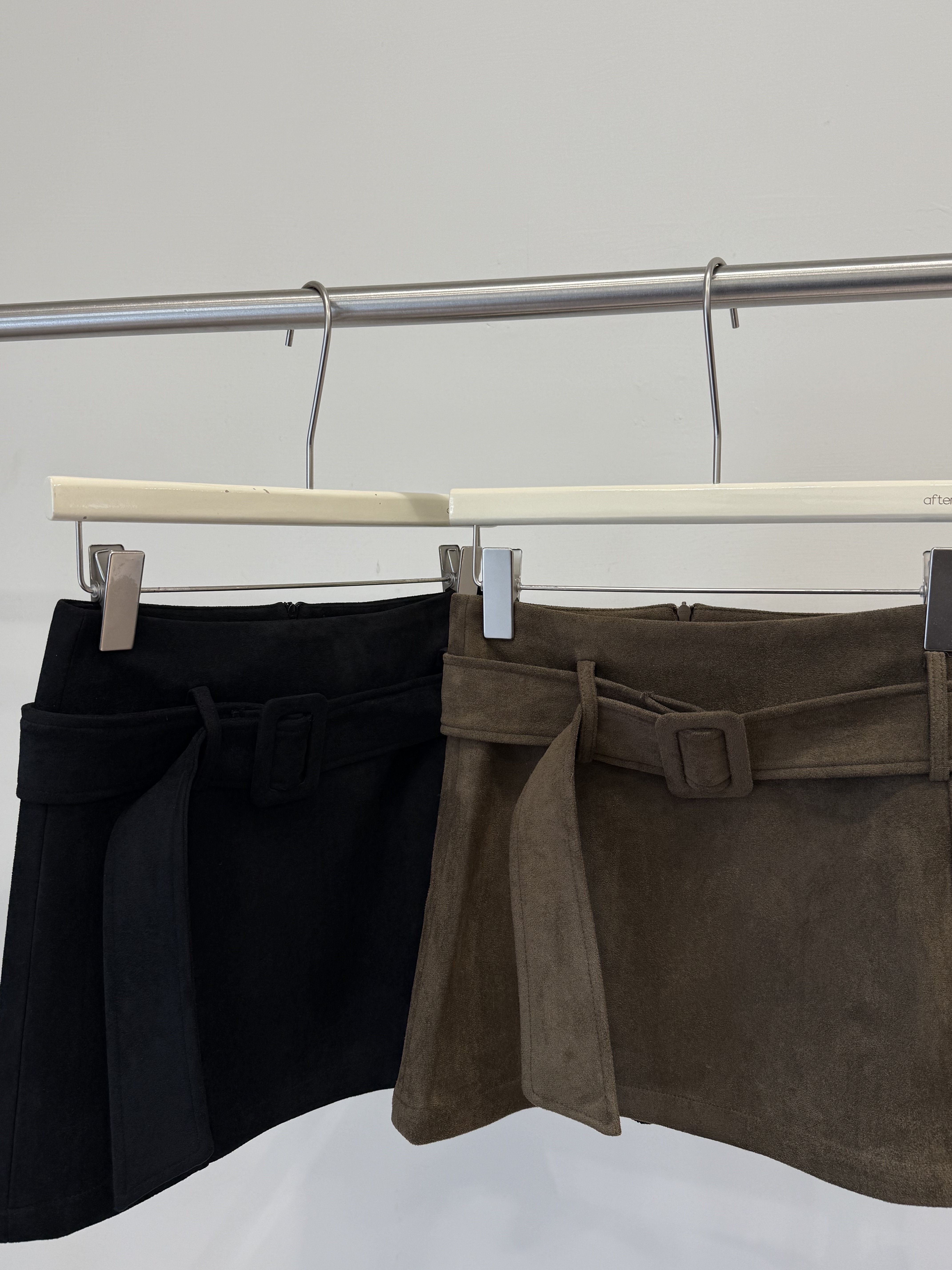 9106 寬腰帶麂皮短裙