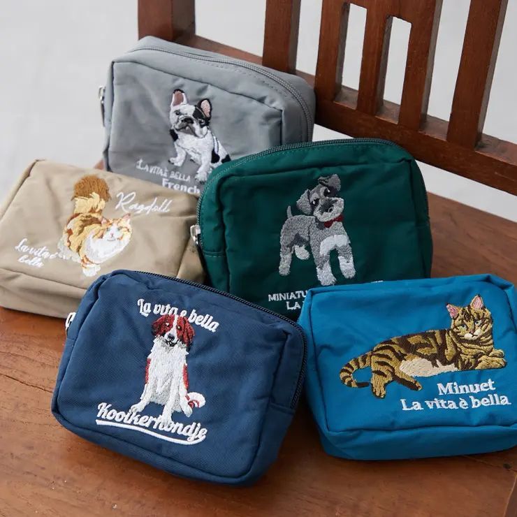 【預購】JN121811 日本刺繡動物拉鍊收納袋