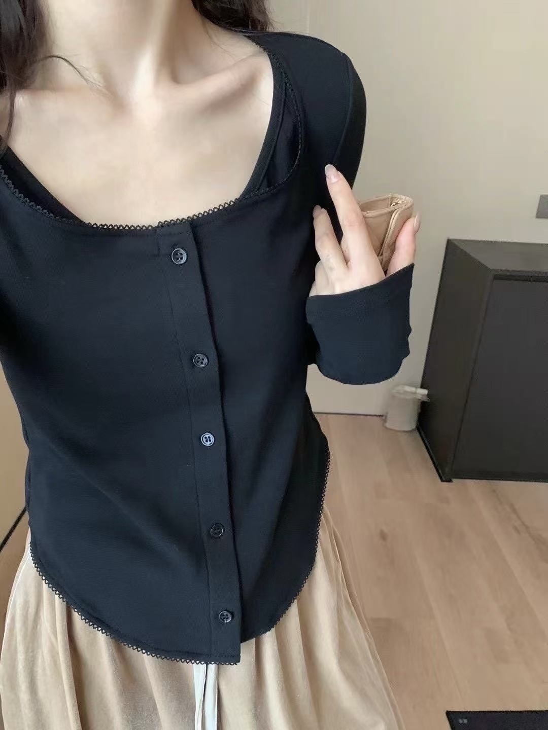 923 純慾蕾絲假兩件上衣