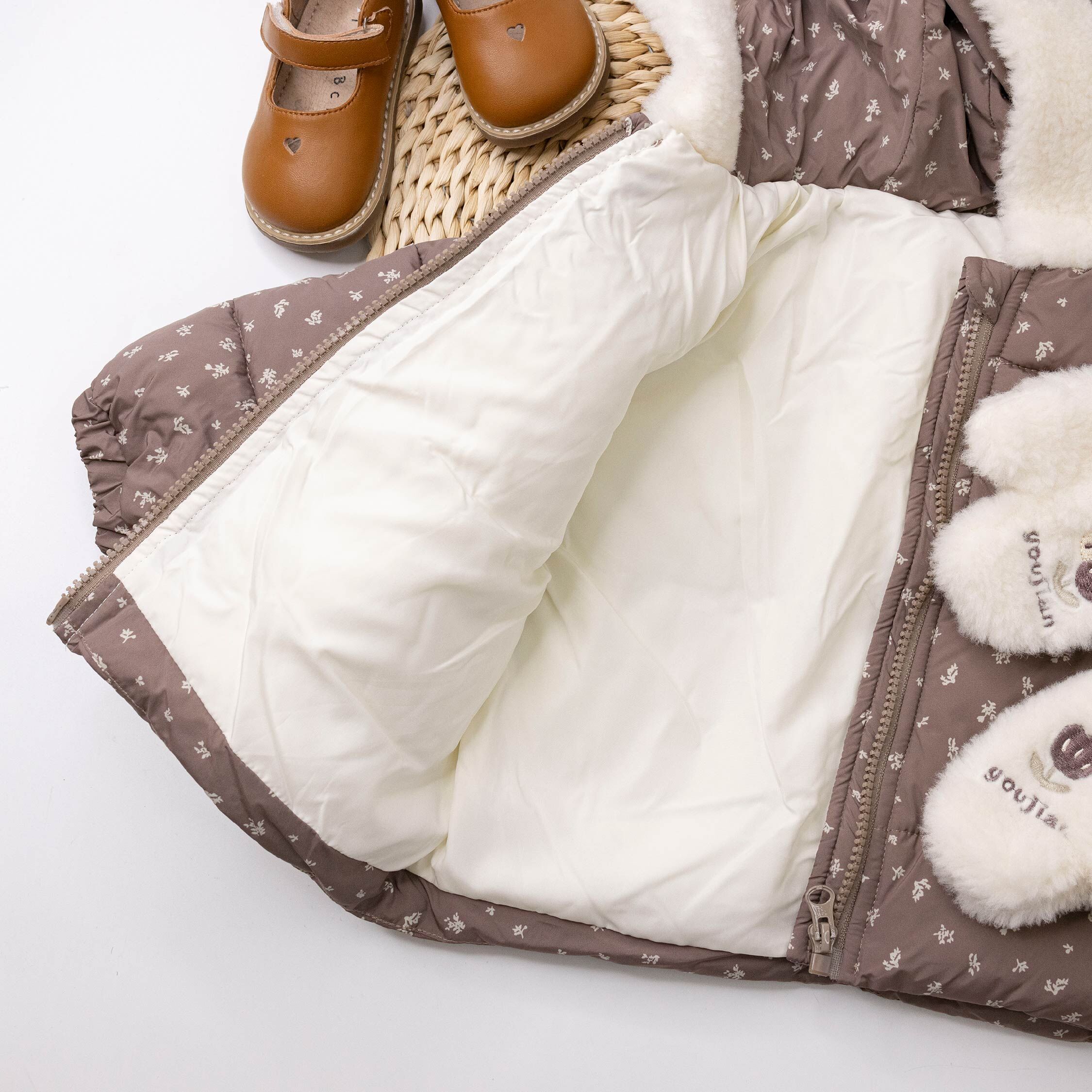 【H55694】滿版碎花手套口袋連帽外套