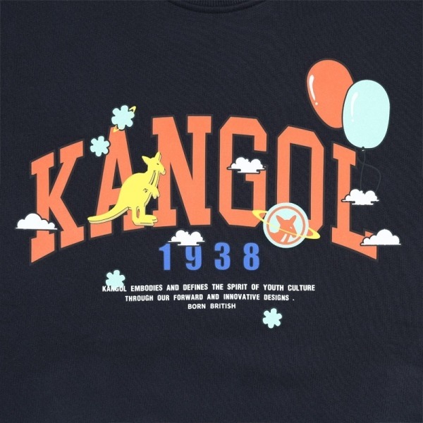 KANGOL 大學T 深藍 繽紛印花 長袖 上衣 女 6552100310