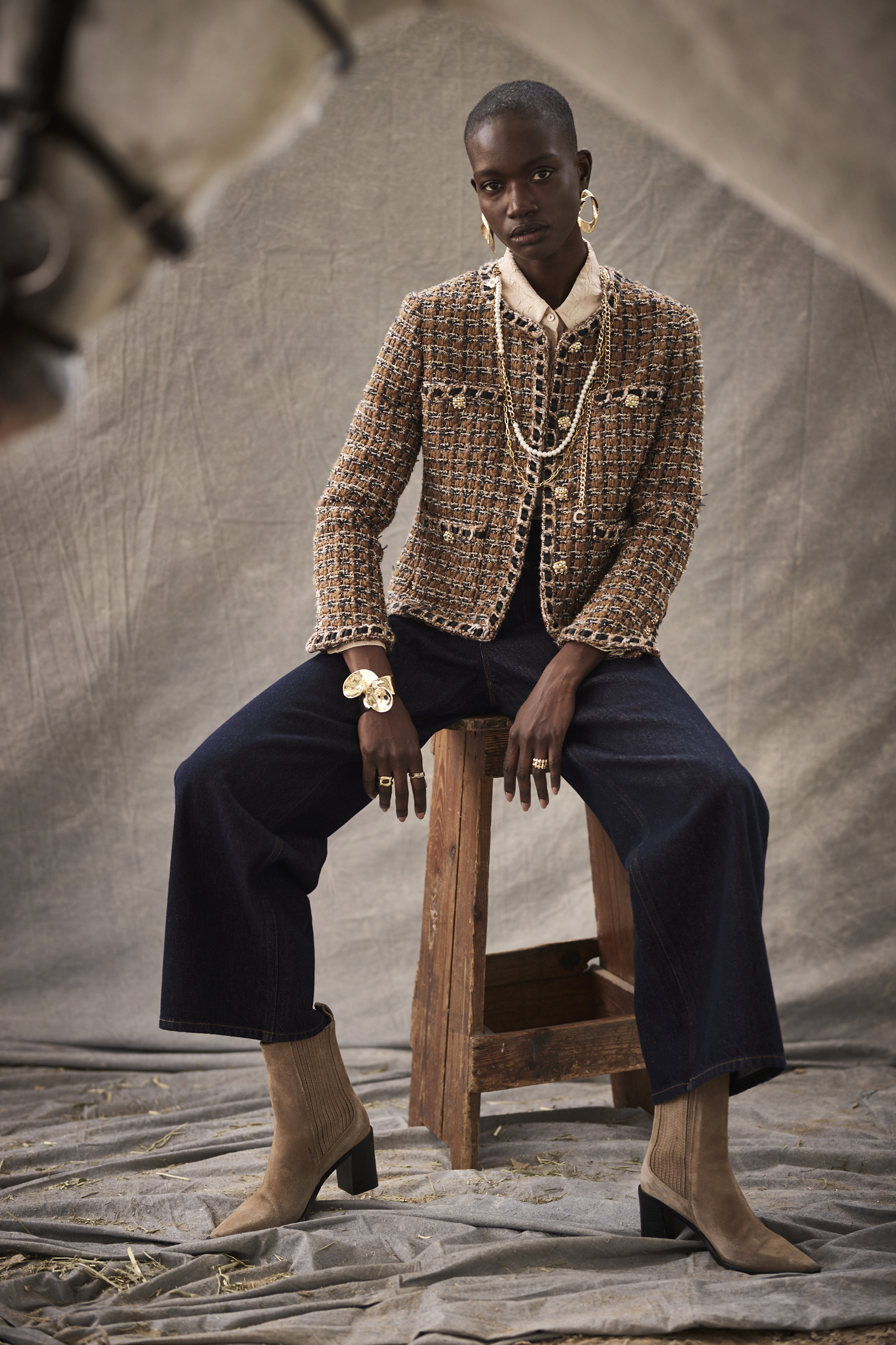 BE15133D1 暖棕序曲立體粗花呢短版外套 ( 高訂款 )