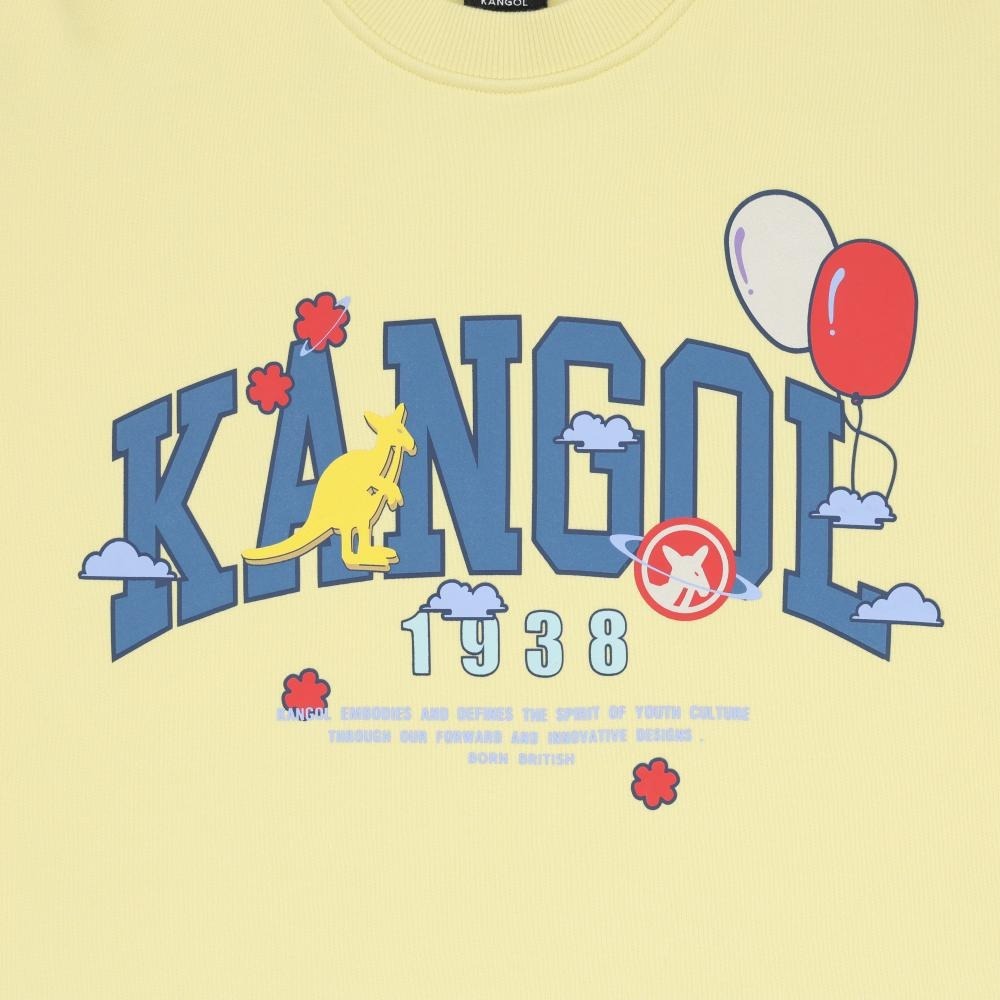 KANGOL 大學T 黃色 繽紛印花 長袖 上衣 女 6552100362